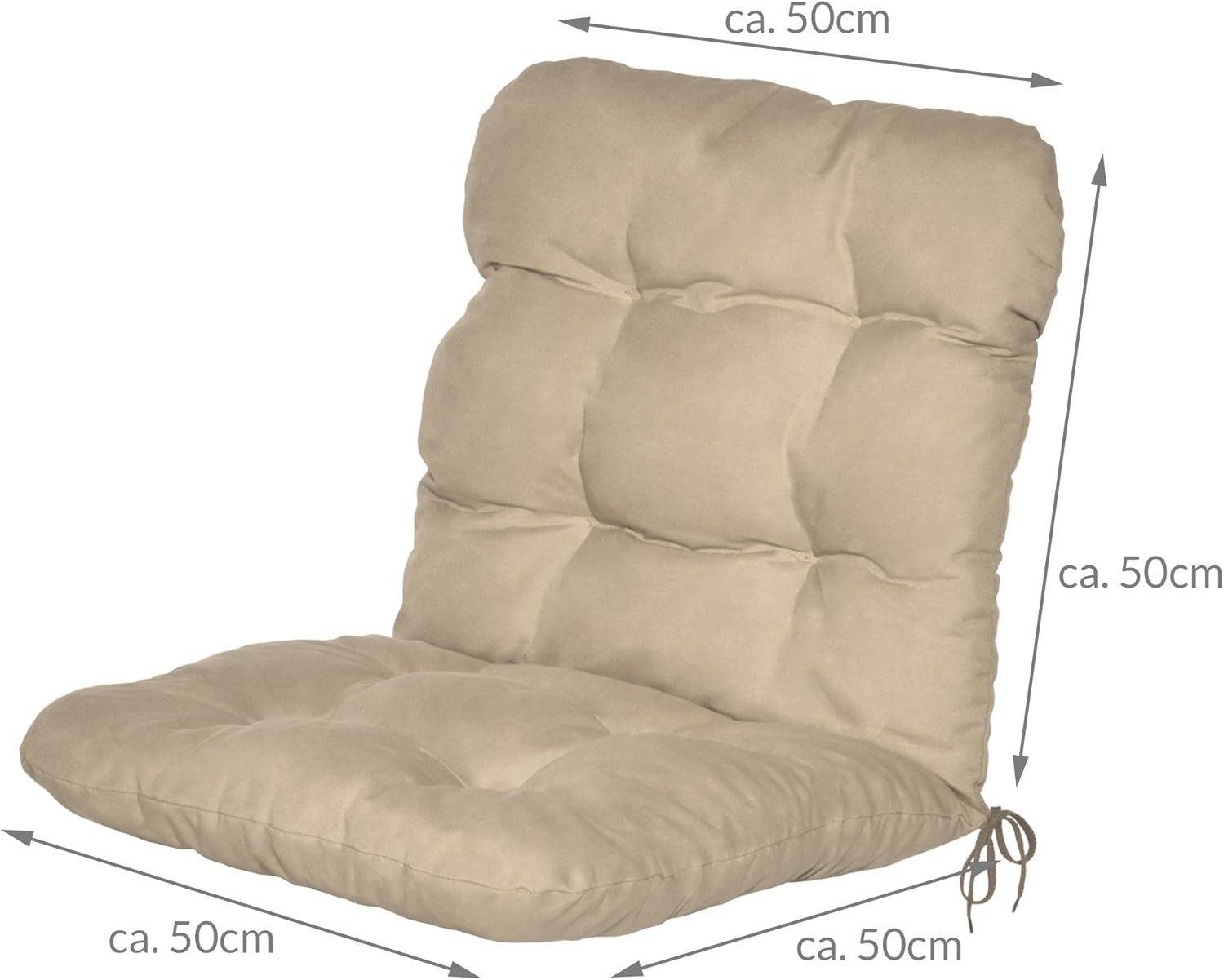 Beautissu Sitzauflage 6er Set Niedriglehner Auflagen Set Flair NL, 100x50x8cm, Natur, 6er Sitzkissen Niederlehner, Sitzpolster Gartenstuhl & Gartenmöbel
