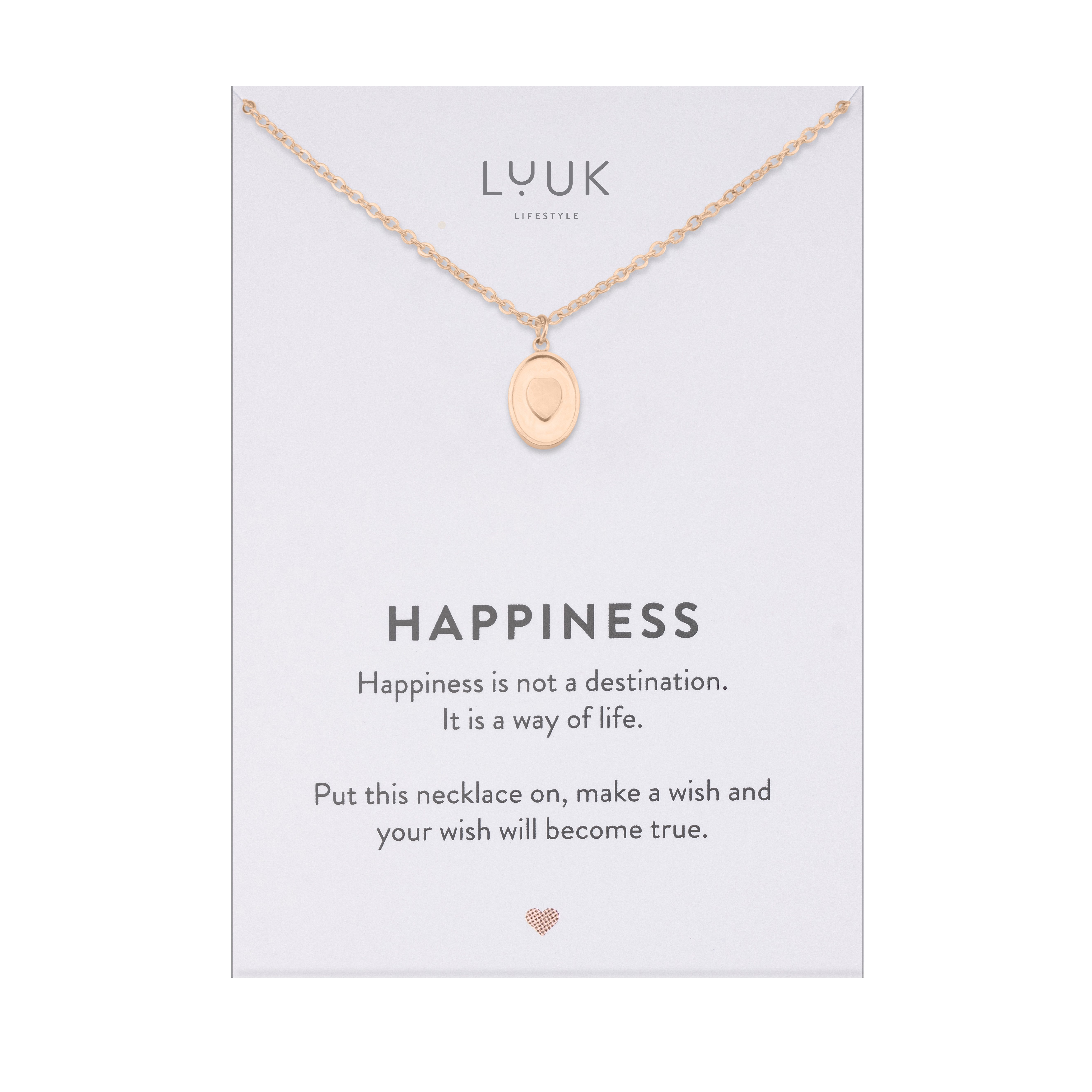 LUUK LIFESTYLE Kette mit Anhänger Herz Medallion, mit HAPPINESS Spruchkarte günstig online kaufen