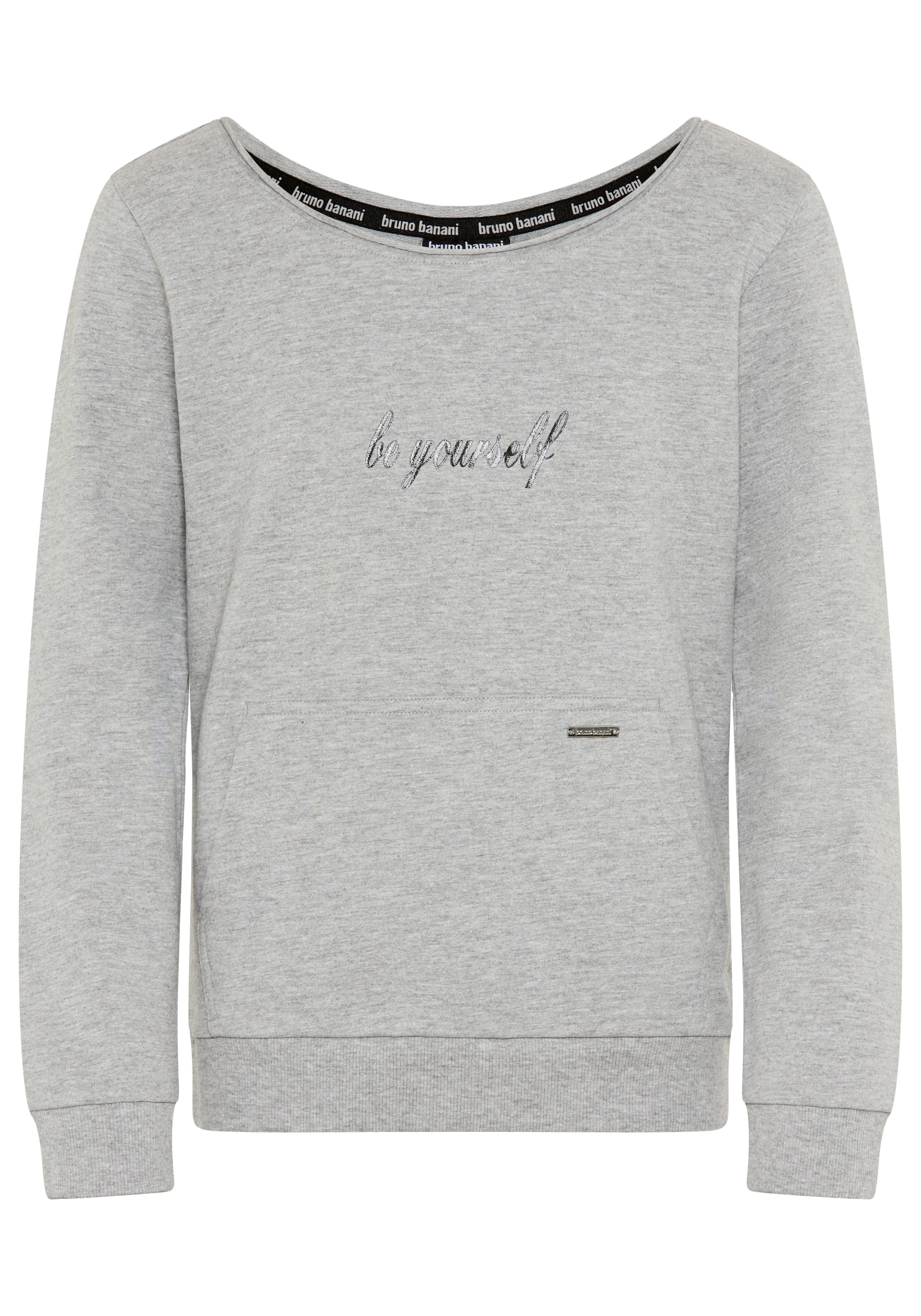 Sweatshirt mit lässigem Ausschnitt & Folienprint für Mädchen: BE YOURSELF