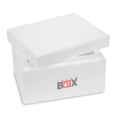 THERM-BOX Thermobehälter Styroporbox 5W Innen: 25x19x12cm Wand: 3cm 5,9L, Styropor-Verdichtet, (1, 0-tlg., Box mit Deckel im Karton), Isolierbox Thermobox Kühlbox Warmhaltebox Wiederverwendbar