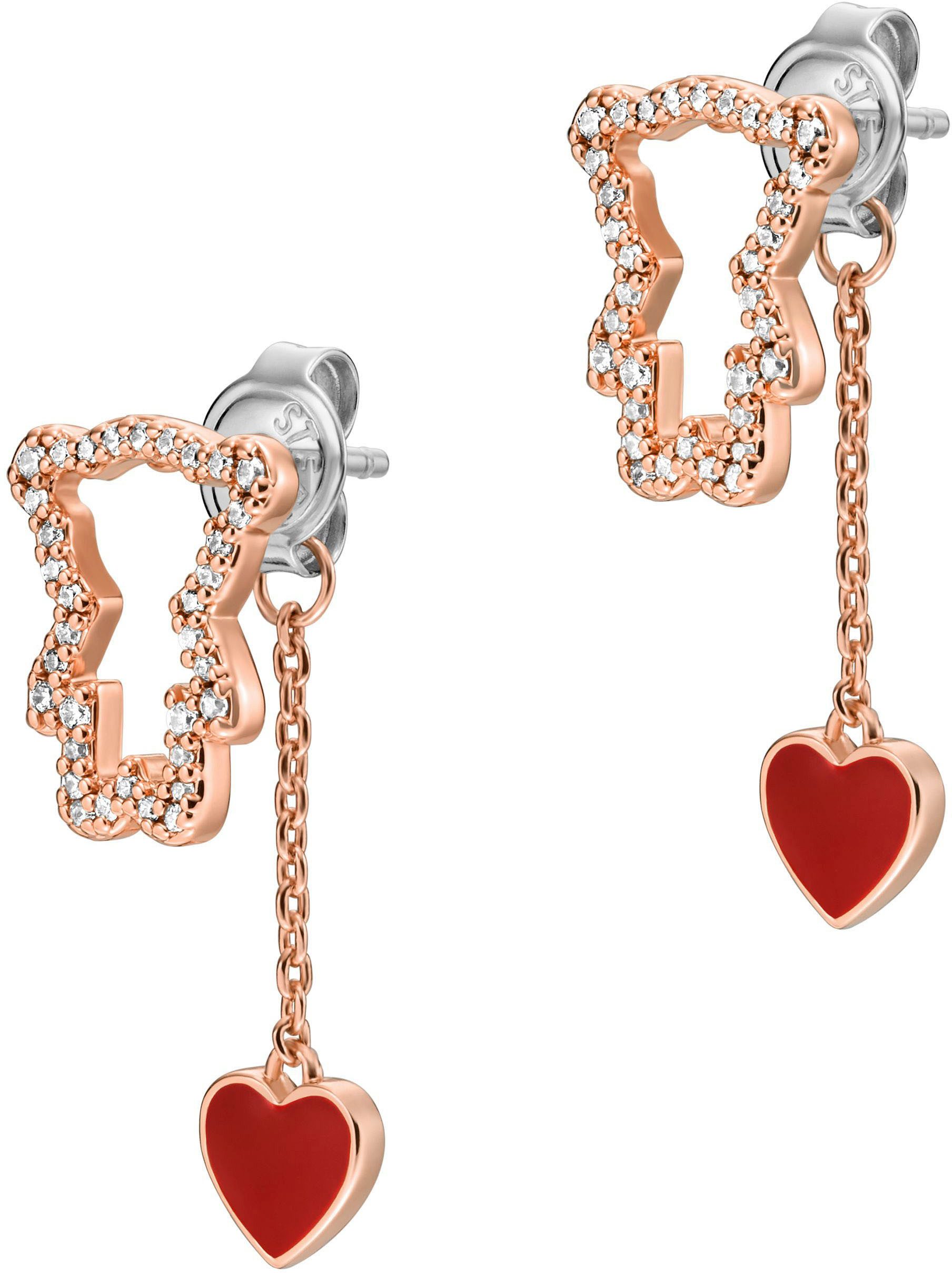 Paar Ohrstecker Schmuck Geschenk Metall Ohrringe Teddy mit Herz