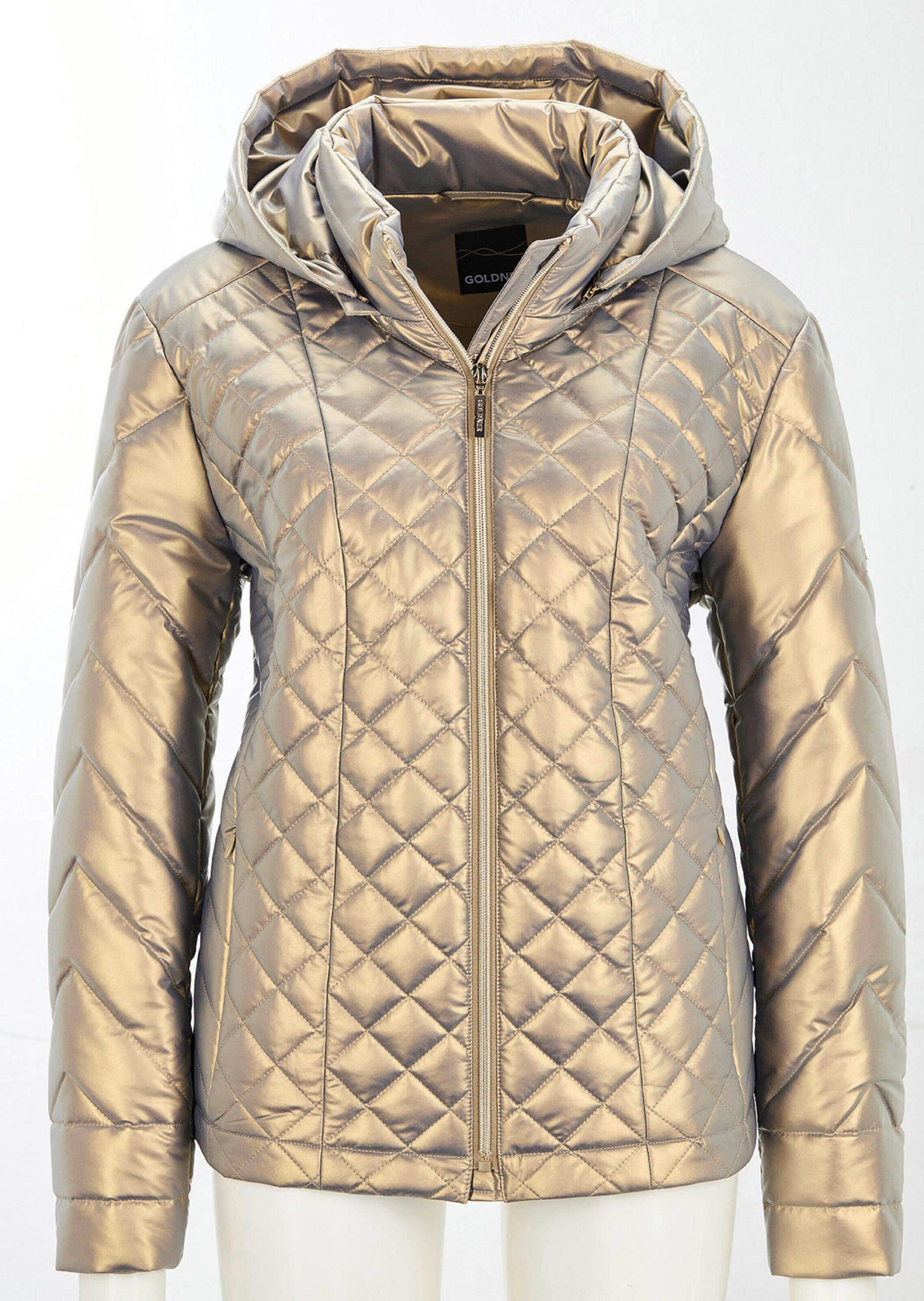 GOLDNER Steppjacke Metallicjacke mit Kapuze Kapuzenjacke mit Stehkragen, Reißverschluss, Taschen und Langarm