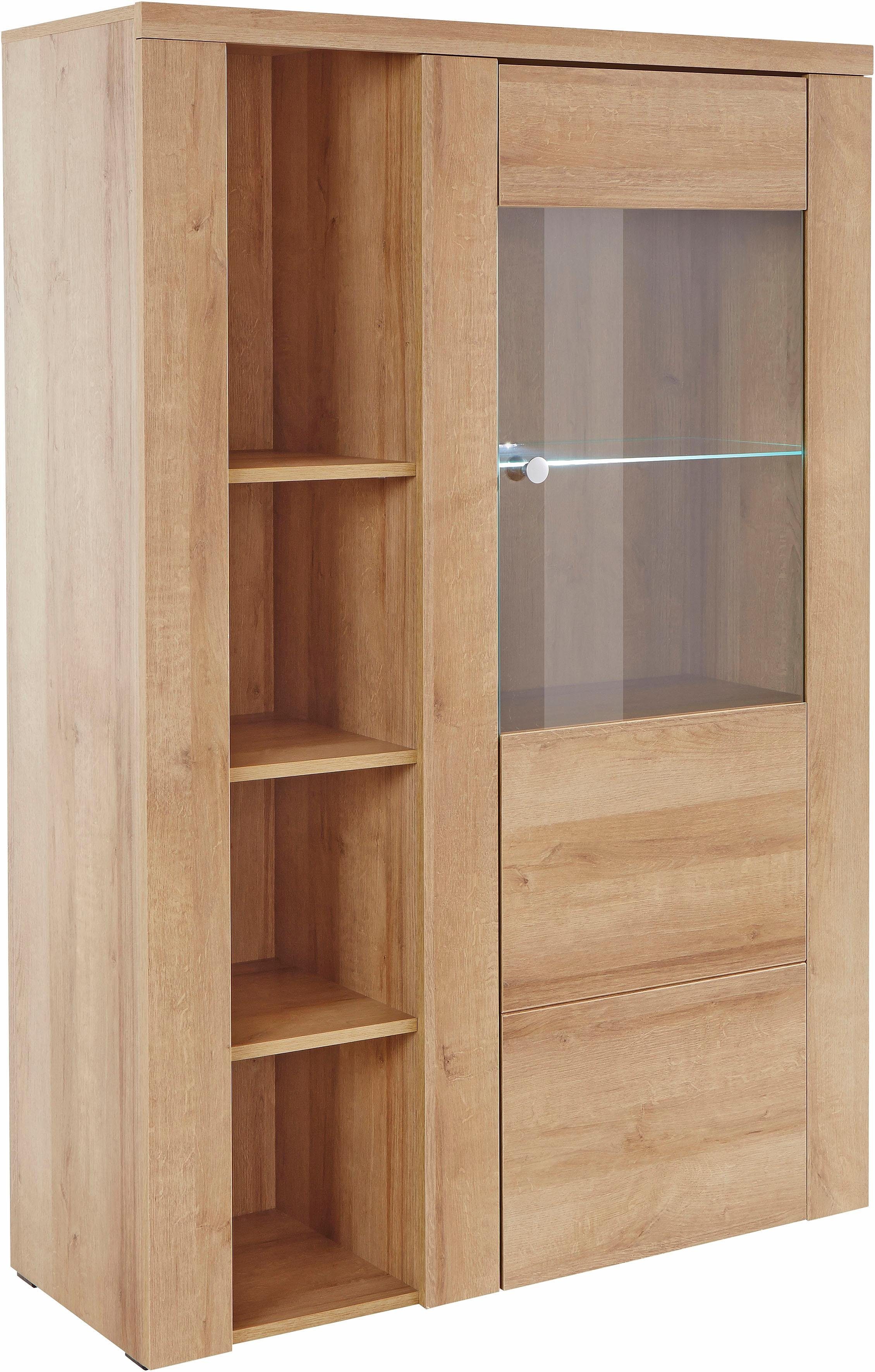 OTTO home Vitrine Larona, zeitlose Glasvitirne, Hochschrank Höhe 145 cm Stauraumvitrine mit dekorativer Rahmenoptik