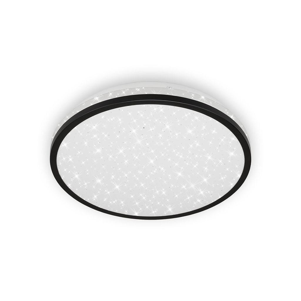 Briloner Leuchten LED Deckenleuchte 3403-015, Sternenhimmel, LED fest integriert, 2700K - Extra-Warmweiß, Badezimmer, Sternenhimmeleffekt, IP44, schwarz, 28 cm
