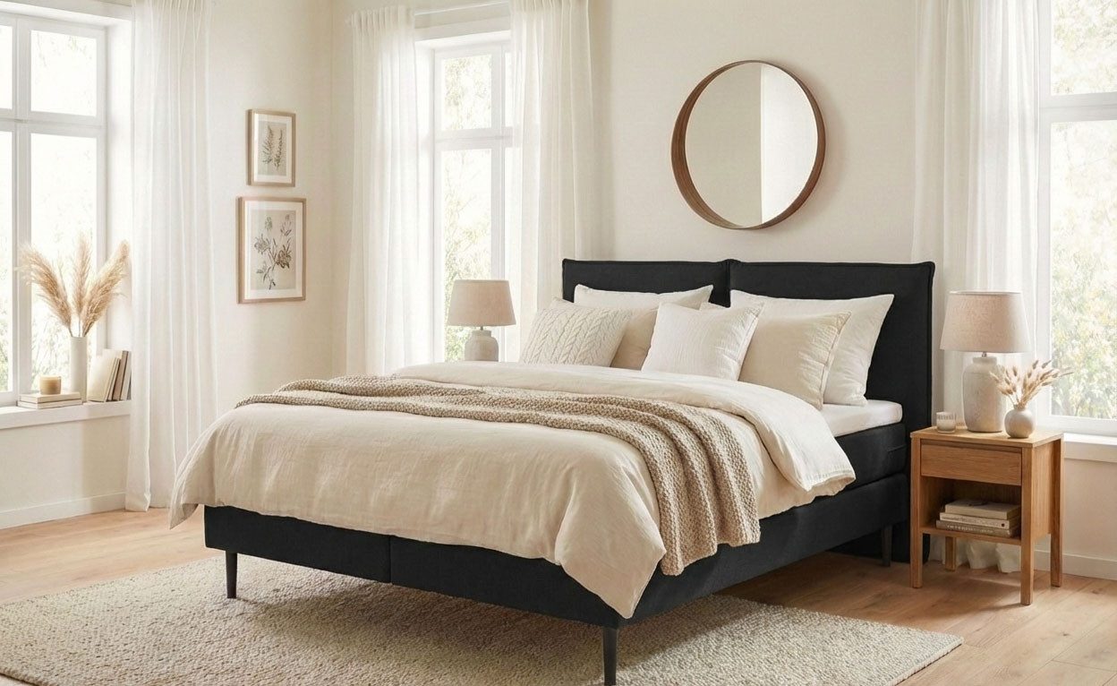 LeGer Home by Lena Gercke Bett ERIK Boxbett mit Bonnell-/Taschen-Federkernmatratze, Breite 160/180cm, wahlweise Härtegrad der Matratze H2/H3/H4, Polsterbett mit/ohne Topper