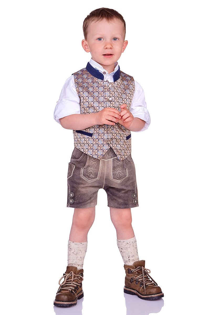 Isar-Trachten Trachtenjacke Kinderweste - HENNES - beige/marine