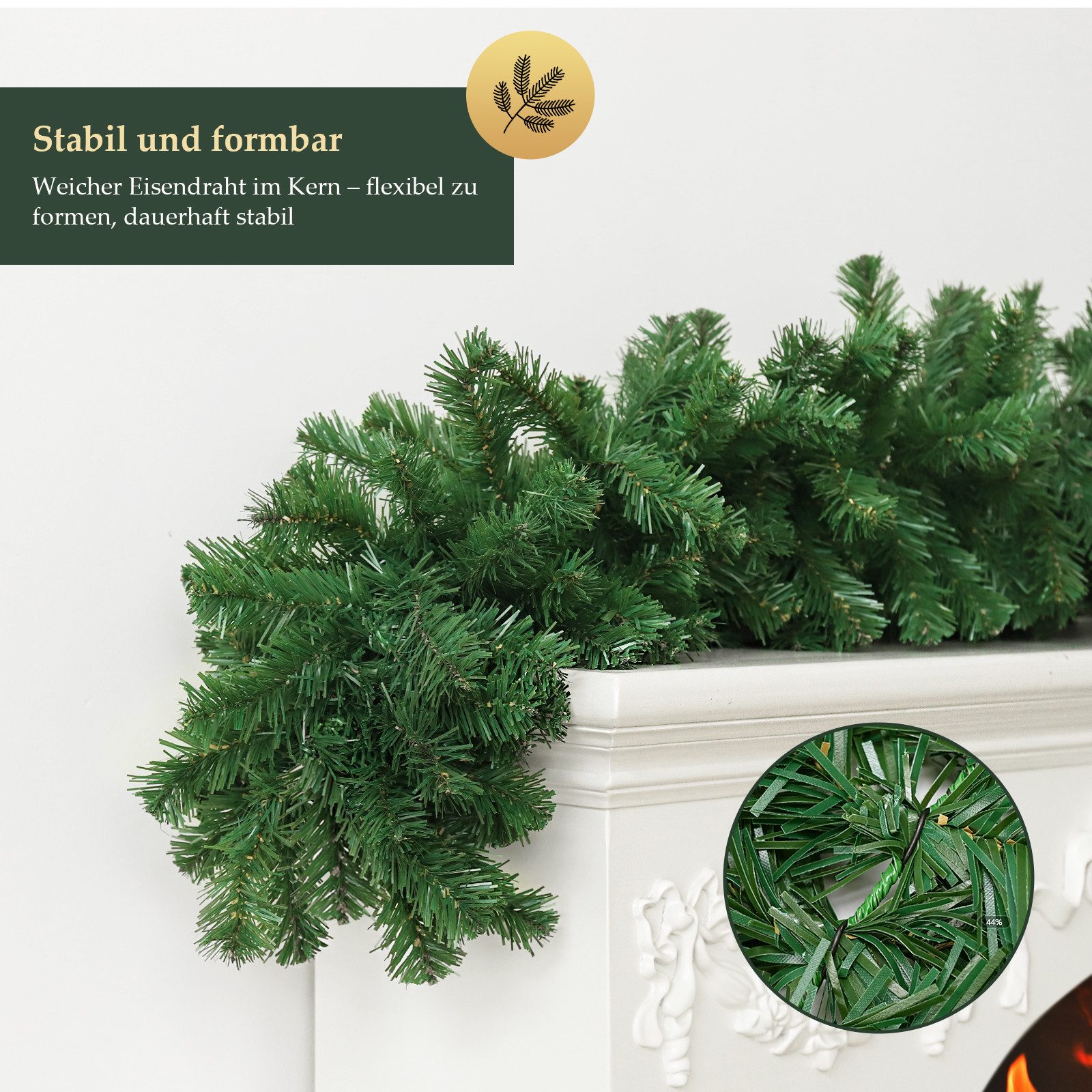 Kunstgirlande Weihnachtsgirlande 3m 5m 10m Tannengirlande Beleuchtet Außen Tanne, Salcar, Künstliche Weihnachtsgirlande 3 m, 270 Spitzen, Ø 26 cm