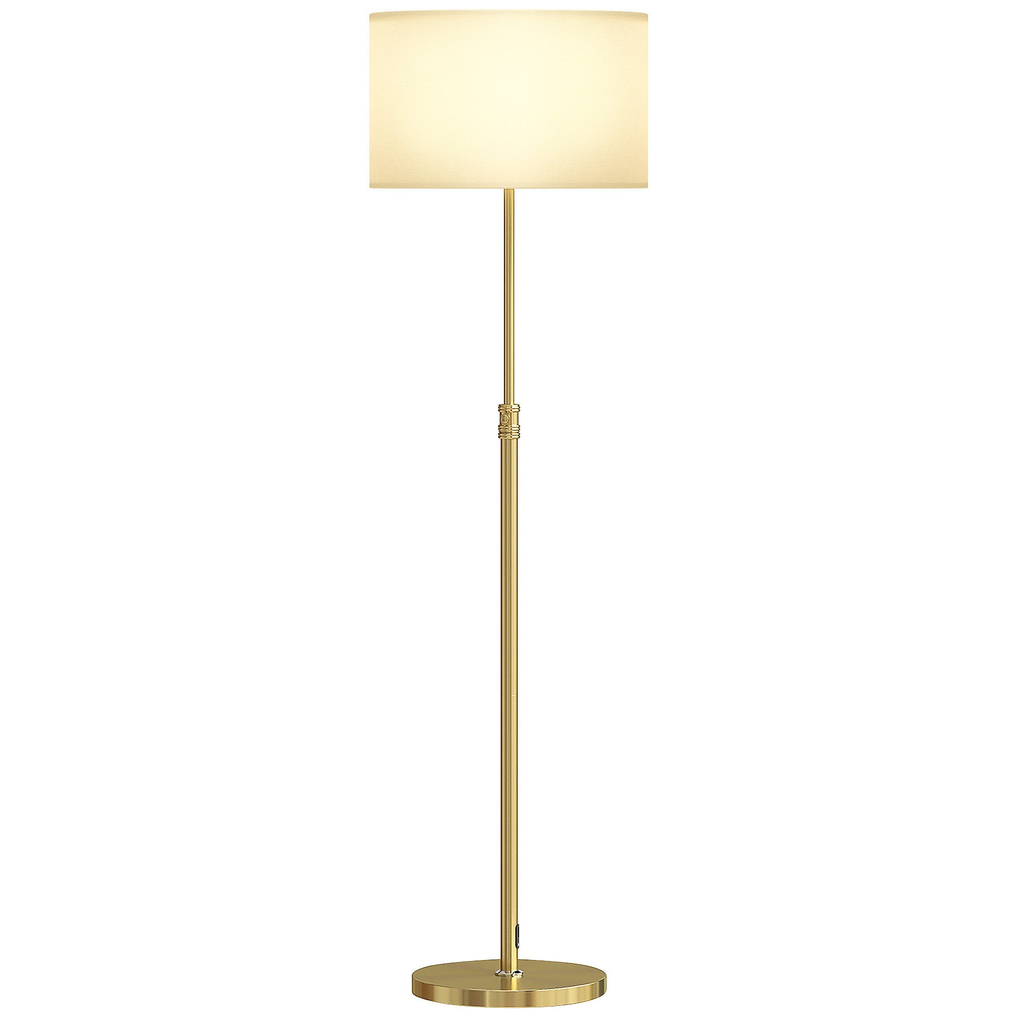 HOMCOM Stehlampe Stehleuchte mit Timer, Standleuchte, 3 Farbtemperaturen, Dimmfunktion, LED wechselbar, Neutralweiß, für Wohnzimmer Schlafzimmer, Gold