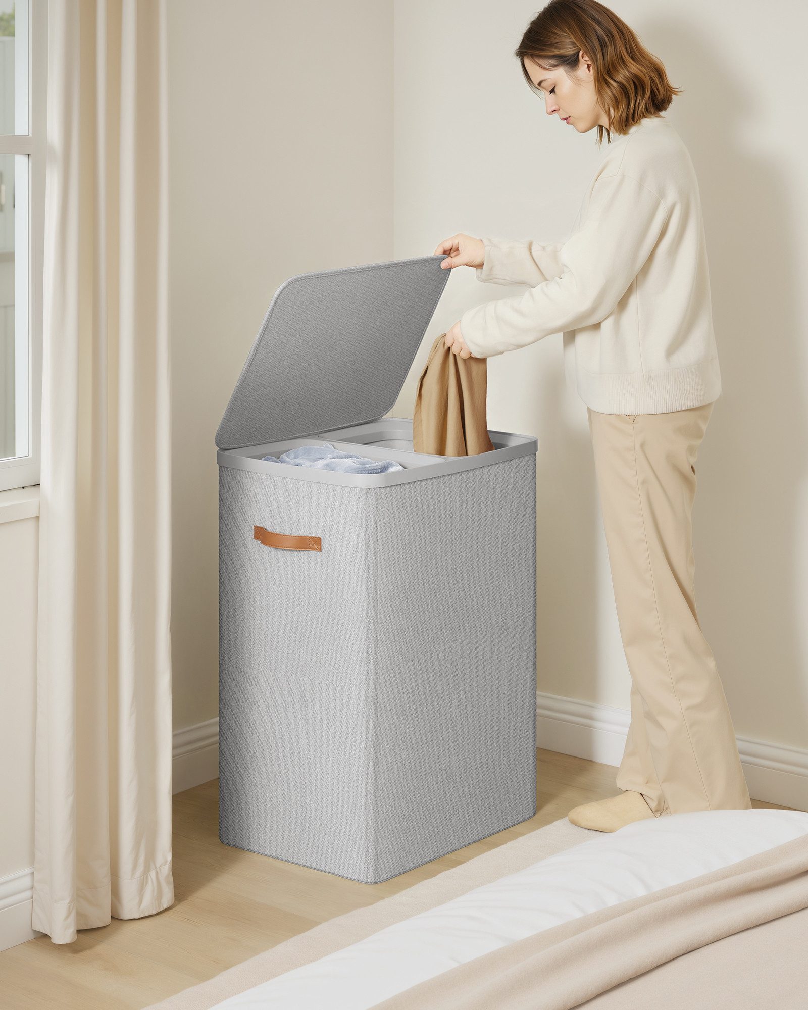 SONGMICS Wäschekorb, 100/170/190 L Wäschesammler 1/2/3 Fächer, Wäschetonne günstig online kaufen