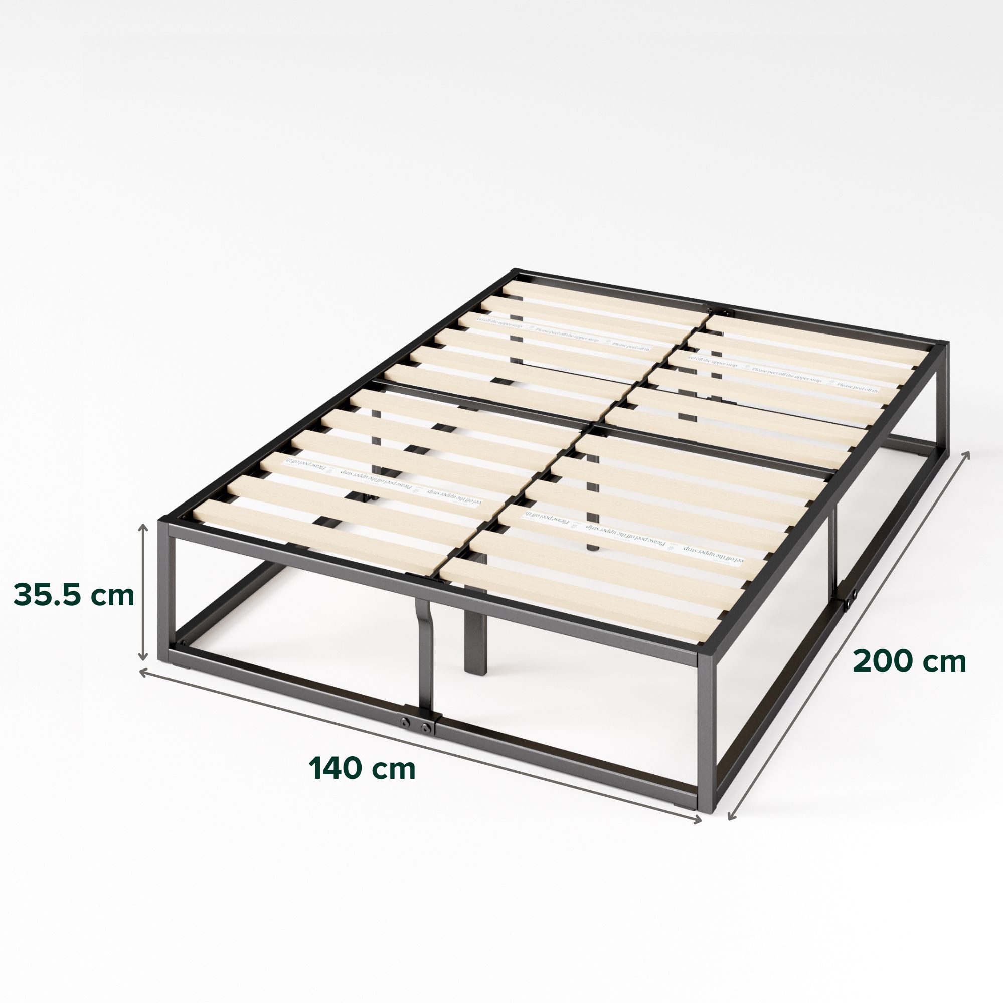 ZINUS Bettgestell Joseph - Stabiler Bettrahmen mit Holzlattenrost & Stauraum (Bis 318 kg belastbar, 1-tlg., Doppel/Einzelbett, Schwarz, 140x200 cm), Kinderleichter Aufbau, Robust