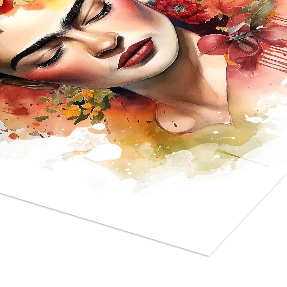 Posterlounge Wandbild Frida Kahlo mit Blütenhaar, Olga Telnova, erhältlich als Poster, Leinwandbild, Wandsticker oder Acrylglasbild