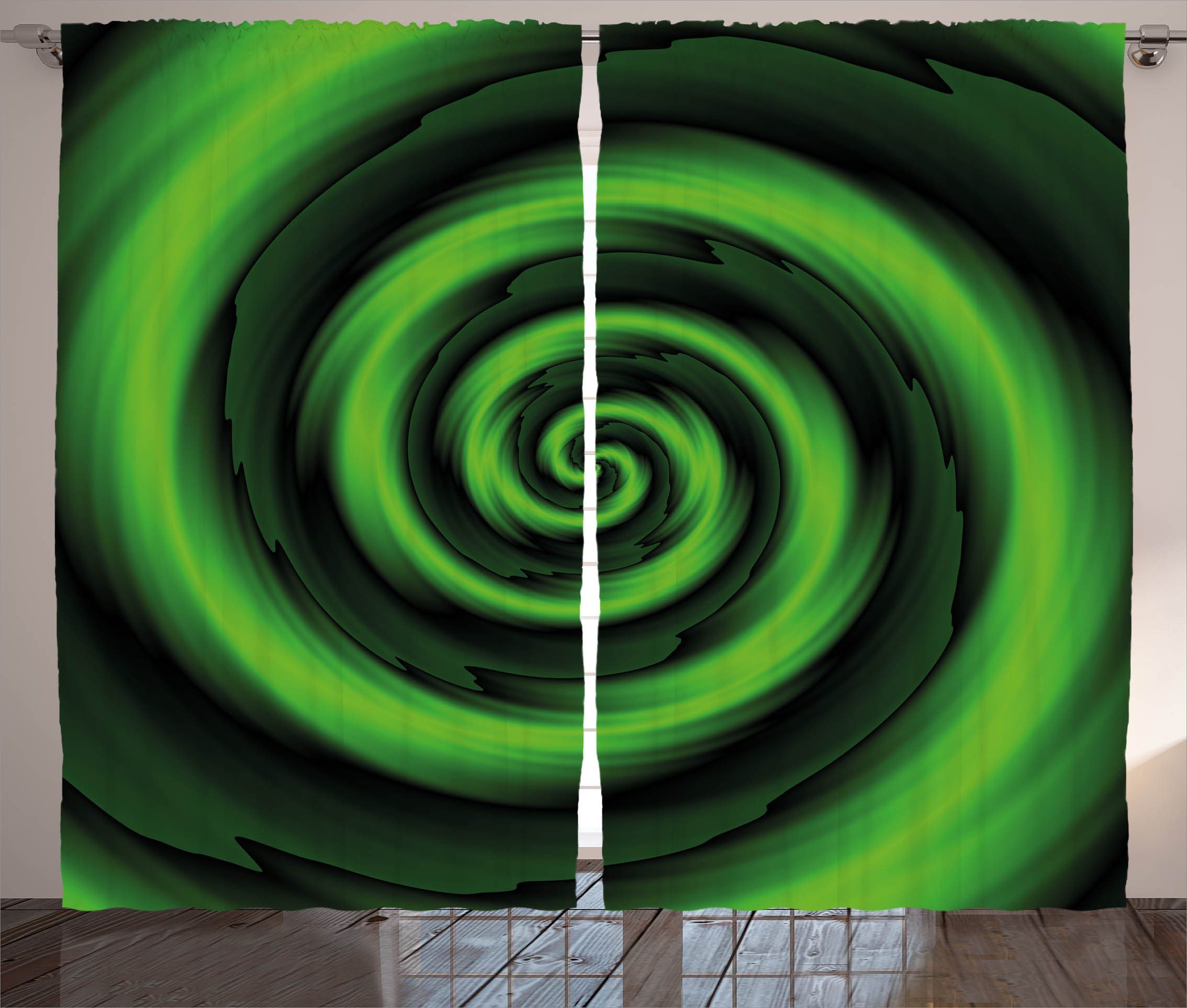 Haken, Spiralen und Abakuhaus, Gardine mit Vorhang Schlaufen Grün Schlafzimmer Kräuselband abstrakte