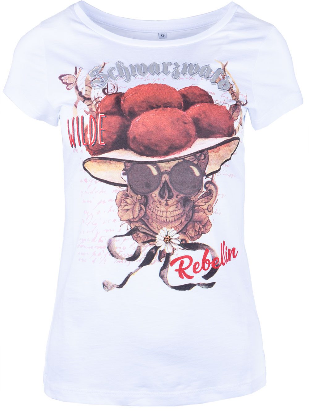 Goldschmidt Trachten T-Shirt T-Shirt Schwarzwald Rebellin weiß