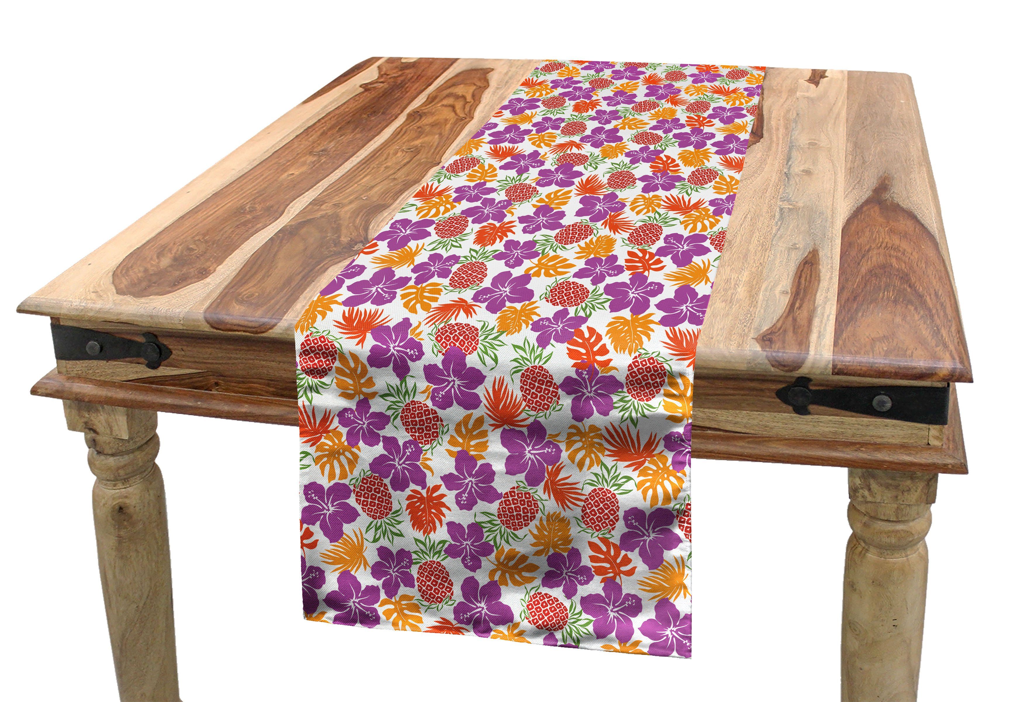 Abakuhaus Tischläufer Esszimmer Küche Rechteckiger Dekorativer Tischläufer, Blumen Tropical Hawaii Hibiscus