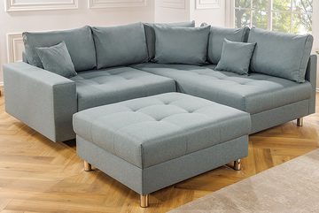 riess-ambiente Ecksofa KENT 220cm aqua, Set 2 Teile, Wohnzimmer · Couch · Stoff-Bezug · Federkern · inkl. Hocker · Design