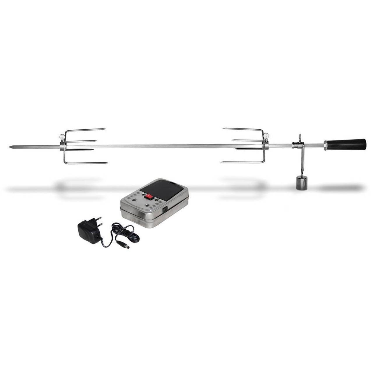 Mr. Gardener Grillspieß 7906 (Set, Grillspieß inklusive Motor, Halterung und 2 Hähnchenkrallen), Batterie- & Netzbetrieb,Edelstahlspieß