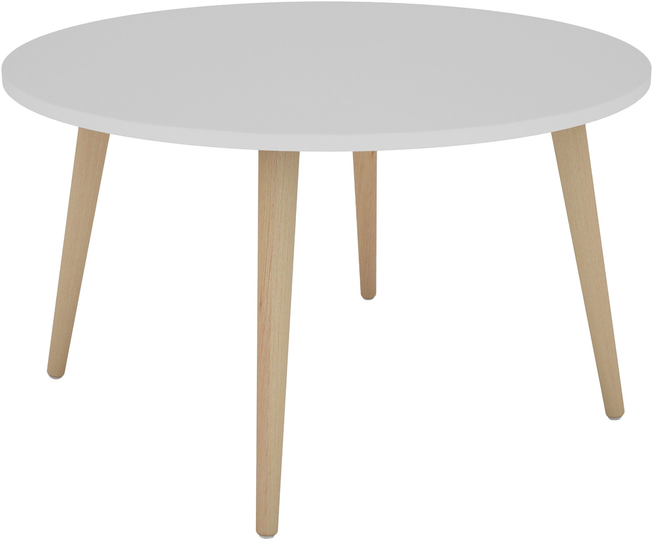 byLIVING Couchtisch LASSE, Tischplatte weiß, Gestell Buche natur, Breite: 80 cm