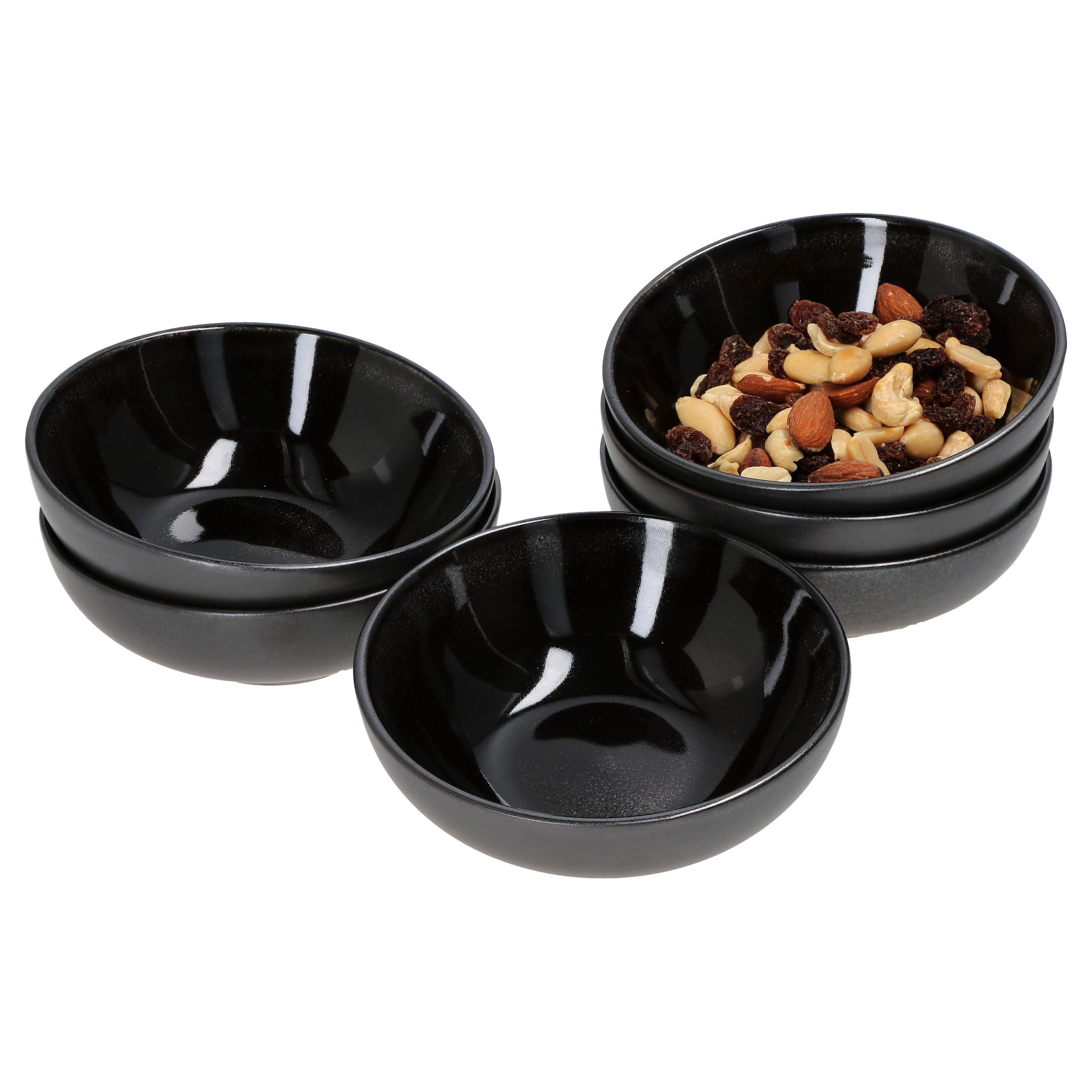 MamboCat Rührschüssel 6er Set Snack- & Dipschale Reactive Glaze Grey Black 4cm - 24321863, Steingut
