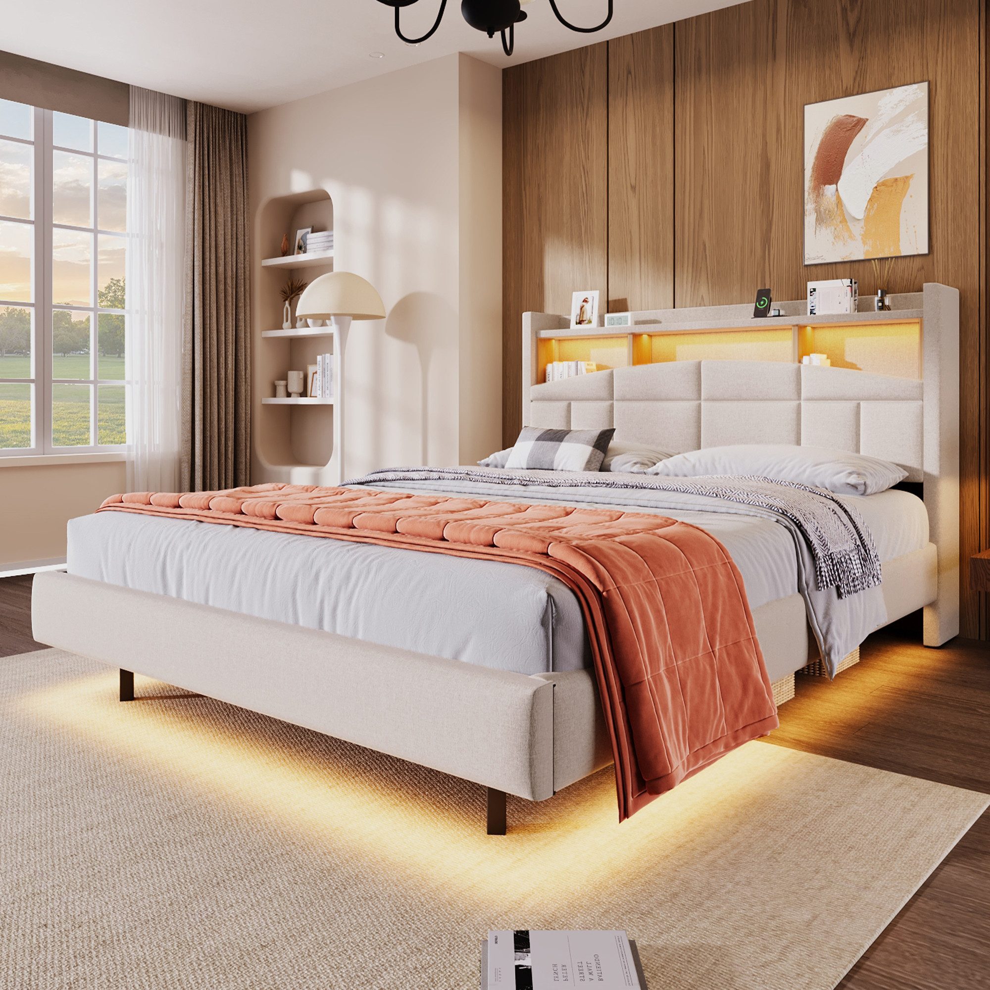 Flieks Polsterbett, LED Schwebebett 140x200cm mit günstig online kaufen