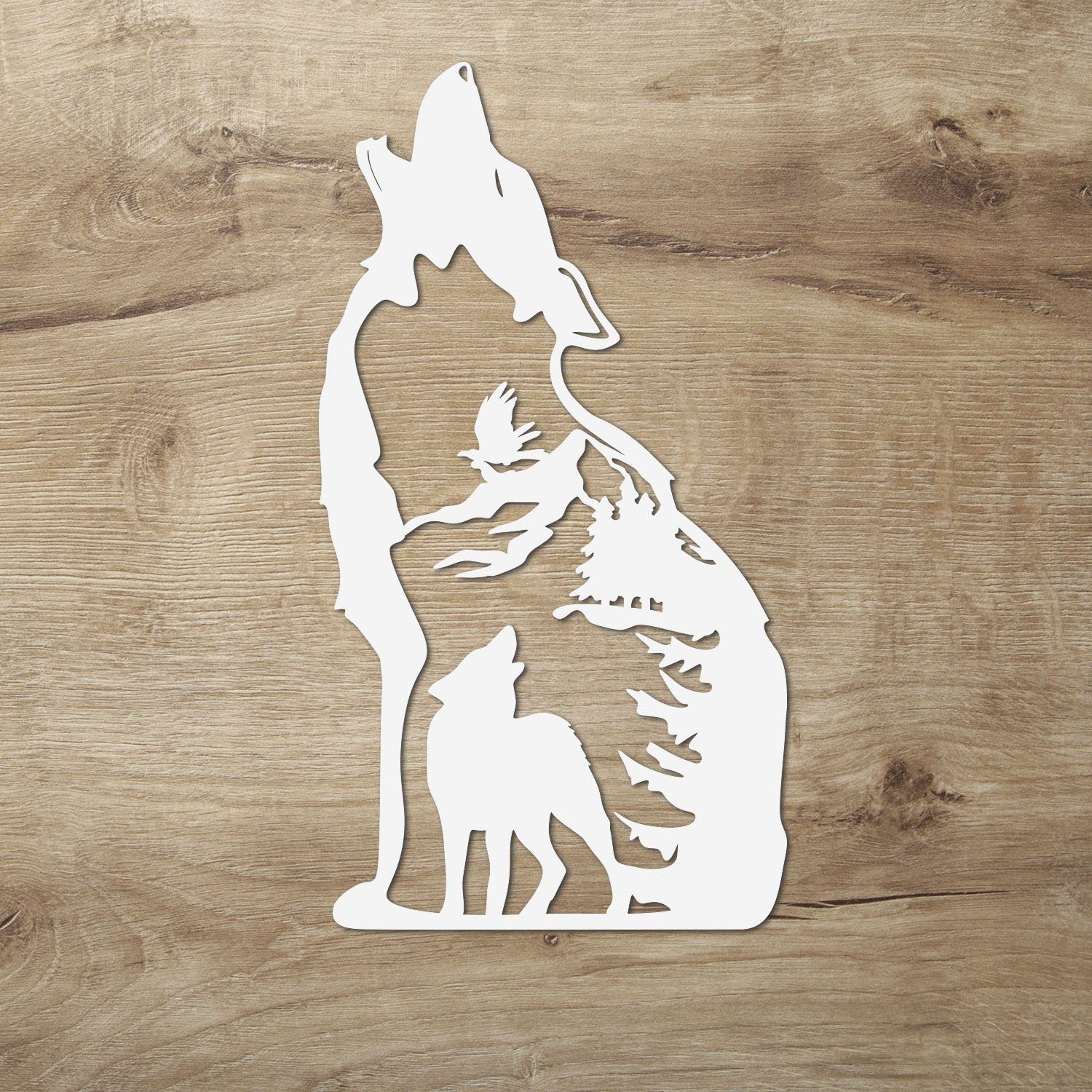 Heulender Wolf Silhouette Vor Vollmond - Zip-Hoodie