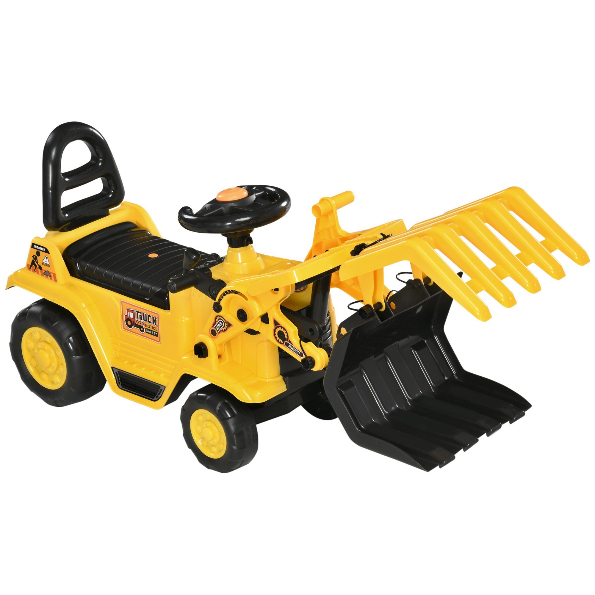 HOMCOM Trettraktor Aufsitzbagger mit Schaufel, Hupe, günstig online kaufen