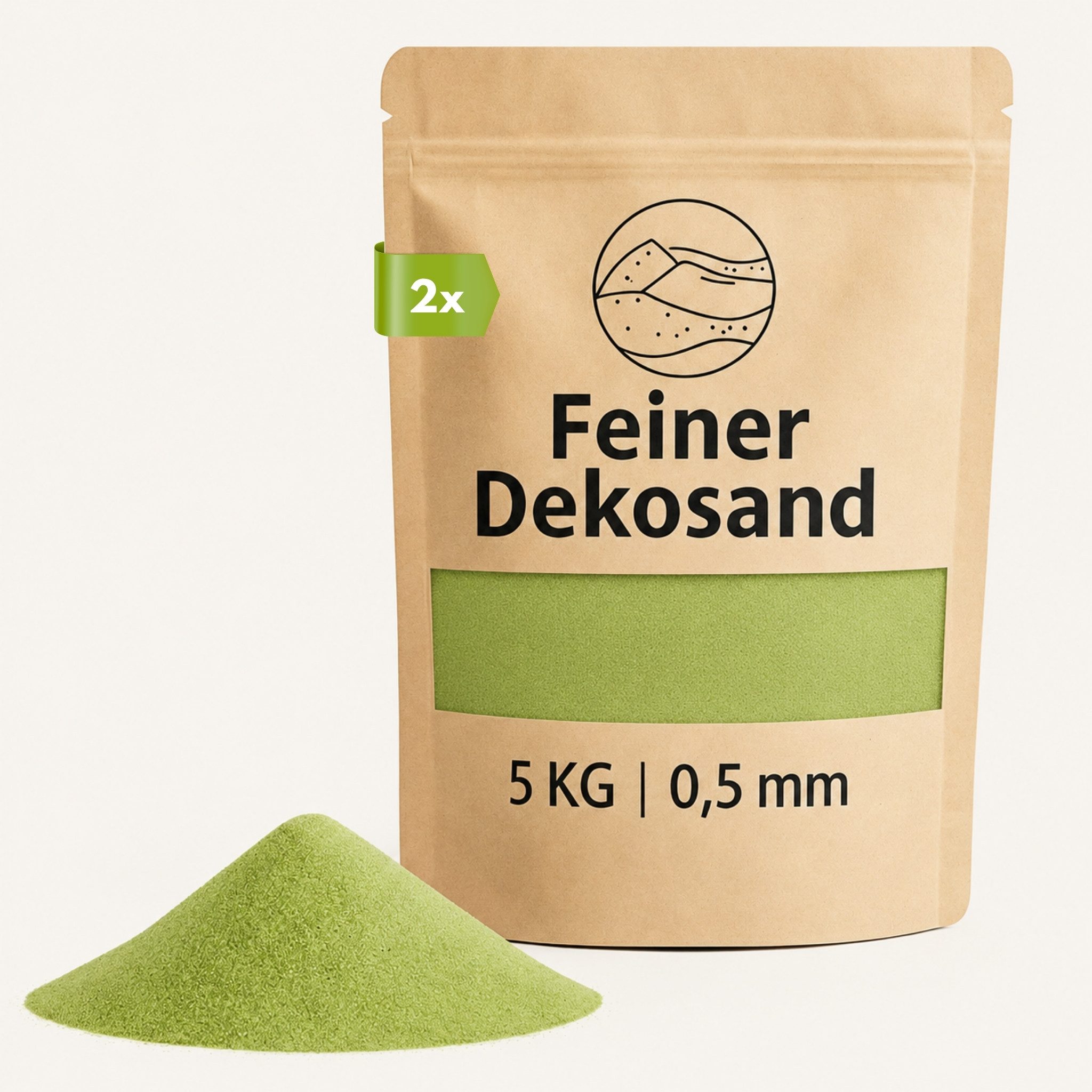 matches21 HOME & HOBBY Dekosand Deko-Sand apfelgrün 10 kg für Vasen, Gläser & Streudeko (1-St), Bunter Farbsand als feiner Deko- & Bastelsand