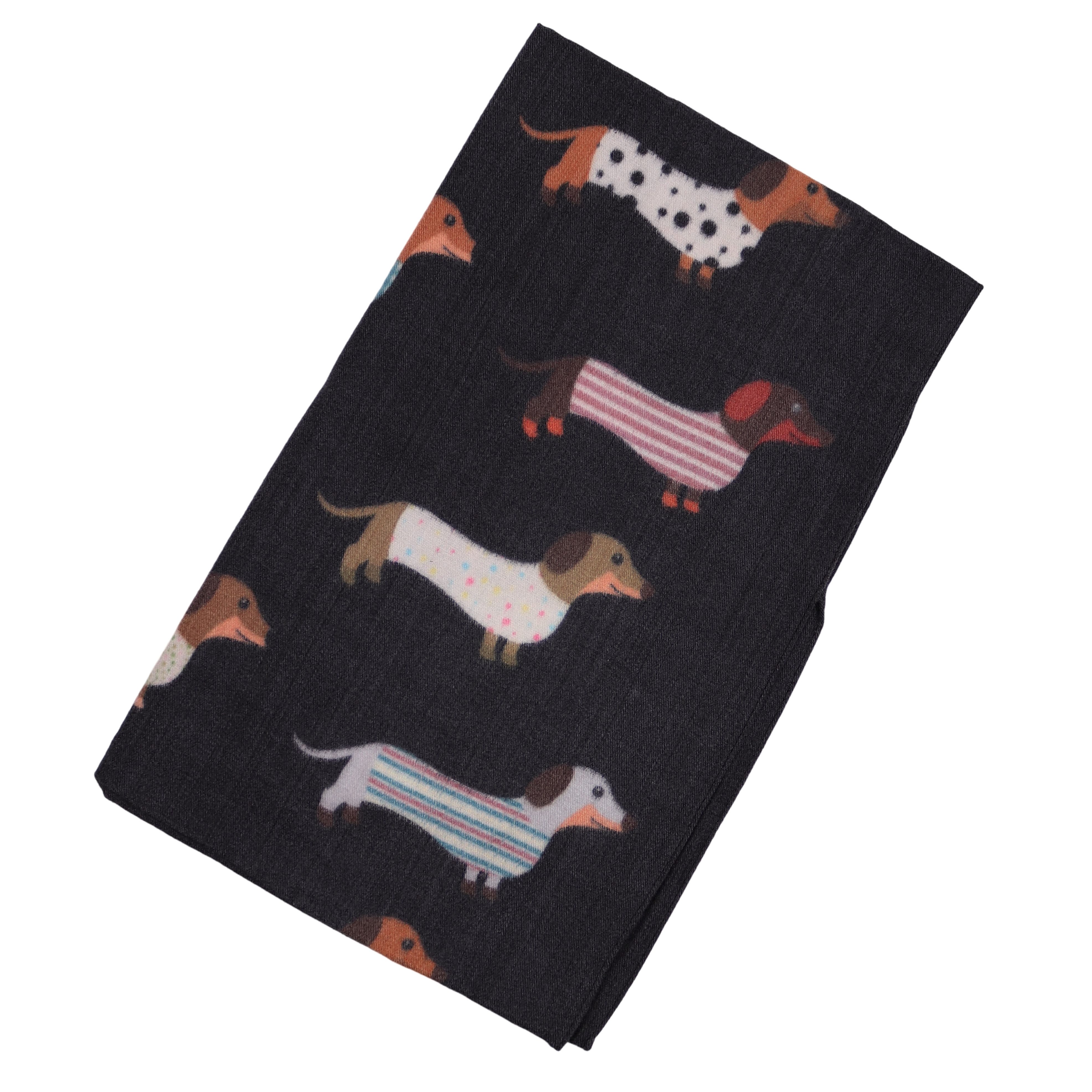 MIRROSI Loop Damen Loopschal 100% Viskose, etwas dickerer Stoff, (ca. 160x40cm zweimal um den hals wickelbar, Neue Kollektion Herbst/Winter 2026), weicher Rundschal mit Dackel-Muster ideal für Herbst/Winter