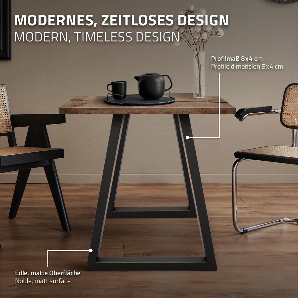 ECD Germany Tischbein 2x Tischgestell Tischkufen Trapez Design aus pulverbeschichtetem Stahl, Metall Möbelfüße 60x72 cm Tischuntergestell für Esstisch Schreibti – Bild 4 von 5