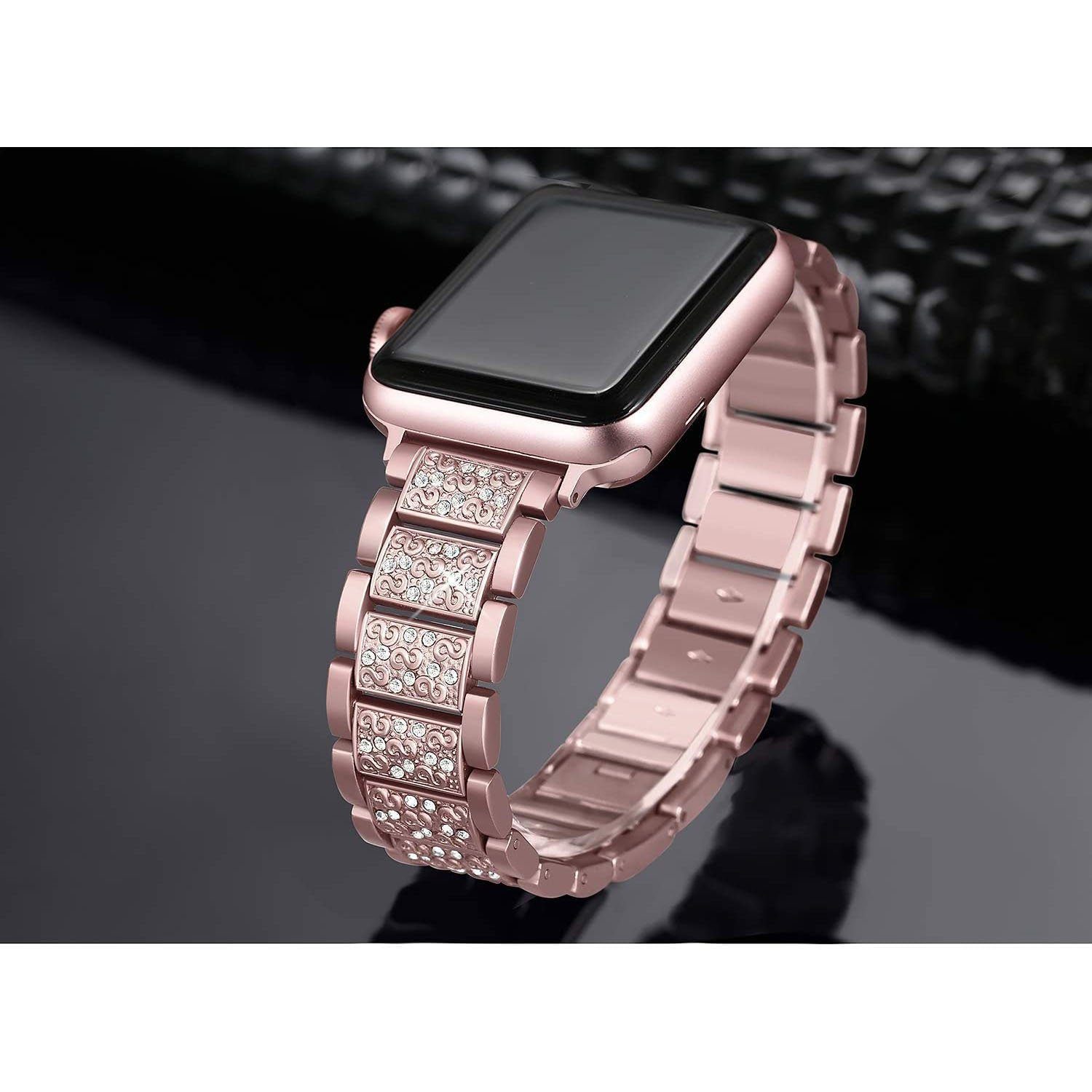 Watch Band Uhrenarmband Edelstahl Strass Metall Apple Diamant Armband«Für zggzerg rosa Band,