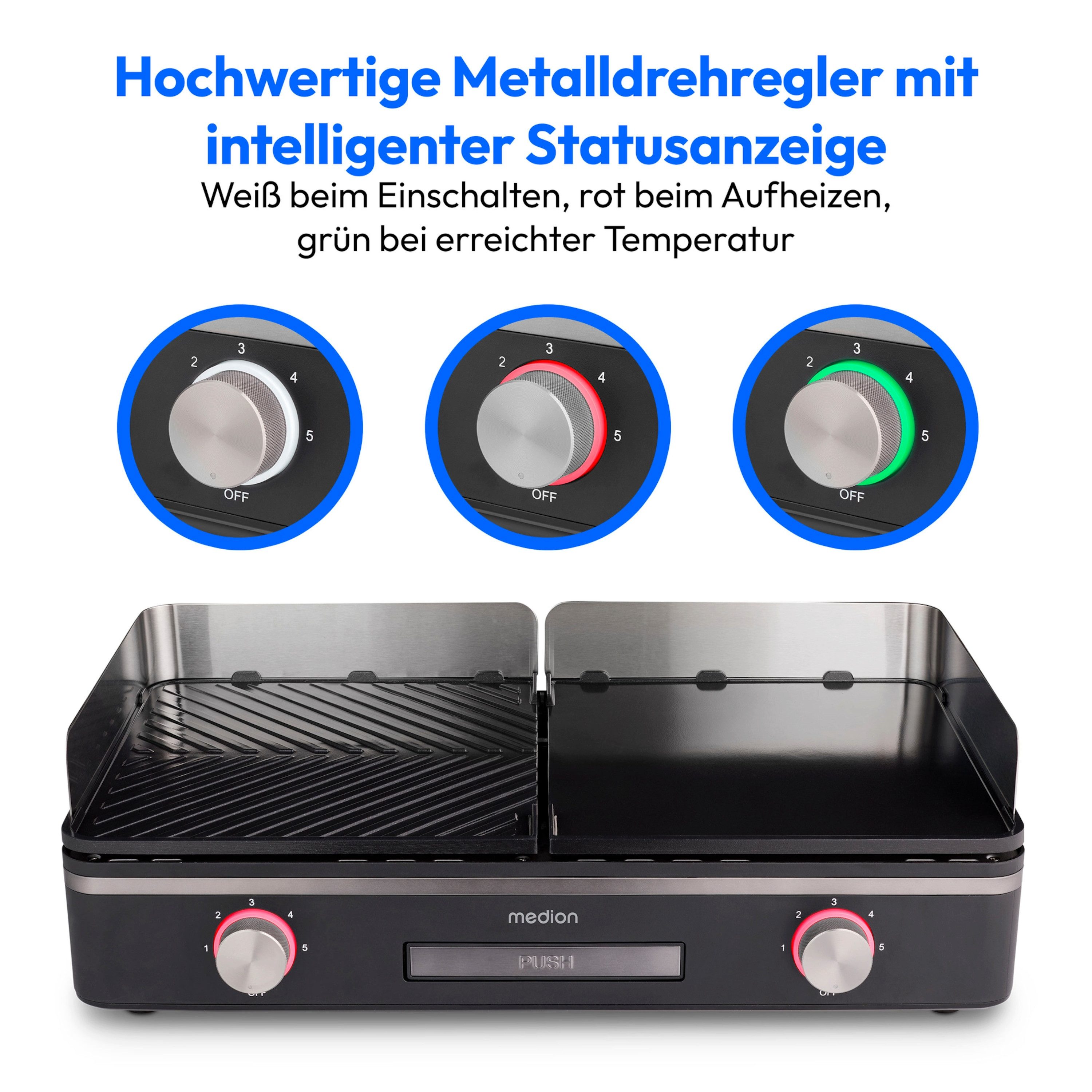 Medion® Tischgrill MEDION LIFE Tischgrill mit Dual-Zonen-System (MD12027), 2400 W, IPX4-Schutz, spülmaschinengeeignet (abnehmbare Teile) – Bild 5 von 5