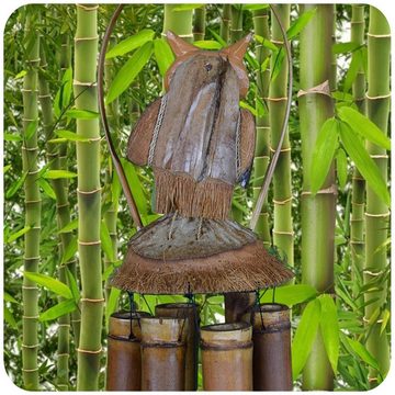 SIMANDRA Hängedekoration Windspiel Eule, Aus Holz und Bambus Klangspiel
