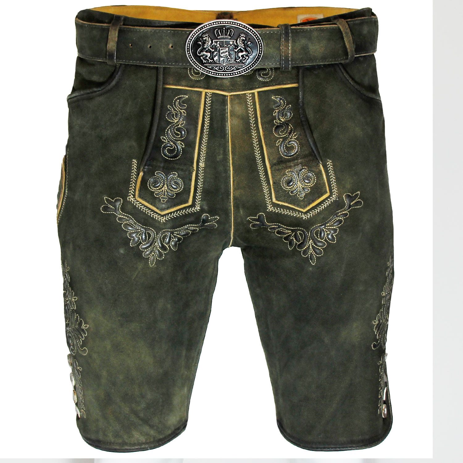 Maddox Trachtenlederhose MADDOX Kurze Herren Lederhose 'Ronn' mit Gürtel günstig online kaufen