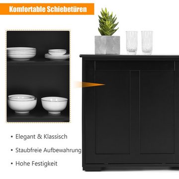 COSTWAY Sideboard, mit Schiebetüren, höhenverstellbarer Ablage, 107x33x60cm