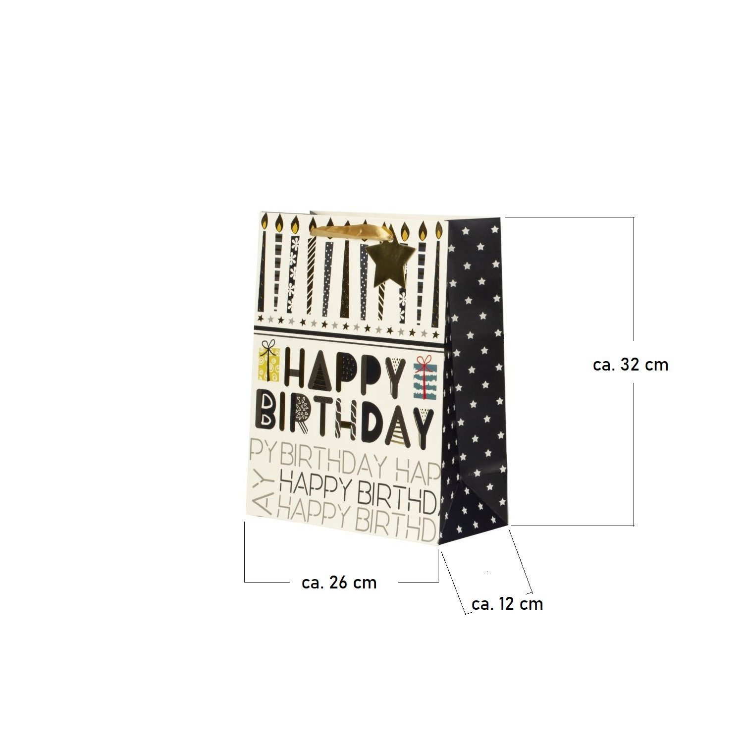 KARMA Geschenkpapier Geschenktüten 4er Set Papier Happy Birthday modern Geschenktaschen, 26 x 32 x 12 cm Geburtstagseschenktasche – Bild 2 von 2