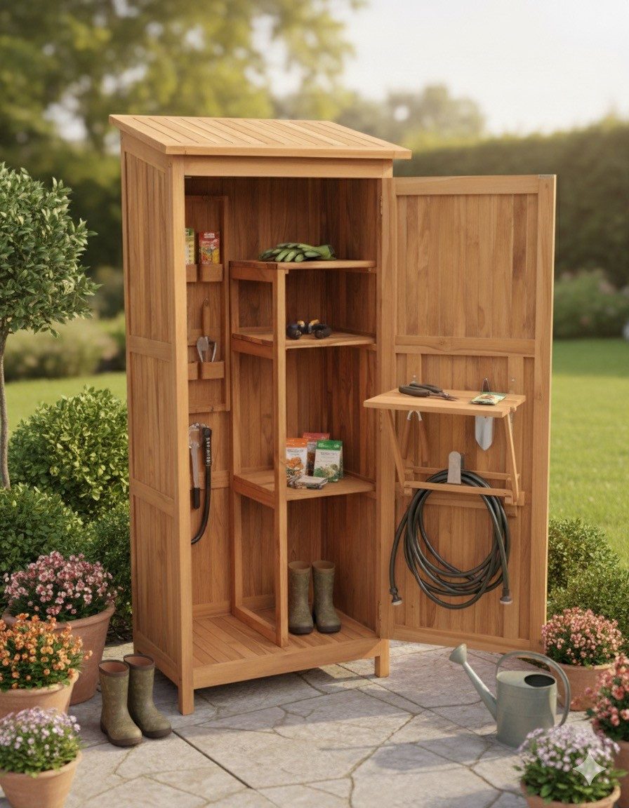 MR.DEKO Garten-Geräteschrank Swansea Teak 192 x günstig online kaufen