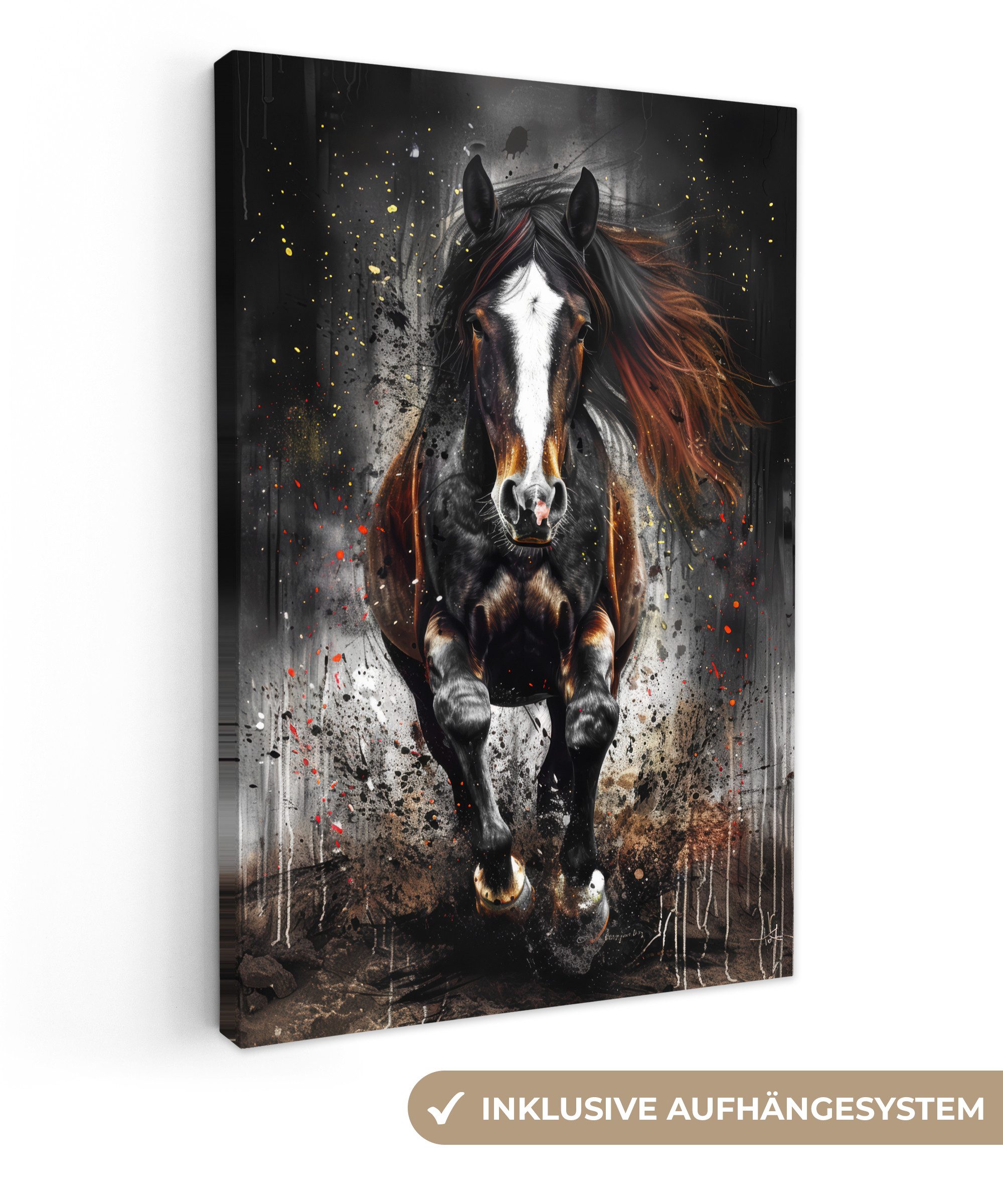 OneMillionCanvasses® Leinwandbild Pferd - Tiere - Schwarz - Luxus - Modern, günstig online kaufen