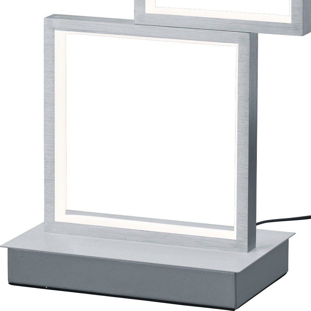 Tischlampe schwarz Tisch Schreibtischlampe, cm etc-shop Steh 50 Quadrat H Lampen Zimmer silber LED Wohn gebürstet - ALU