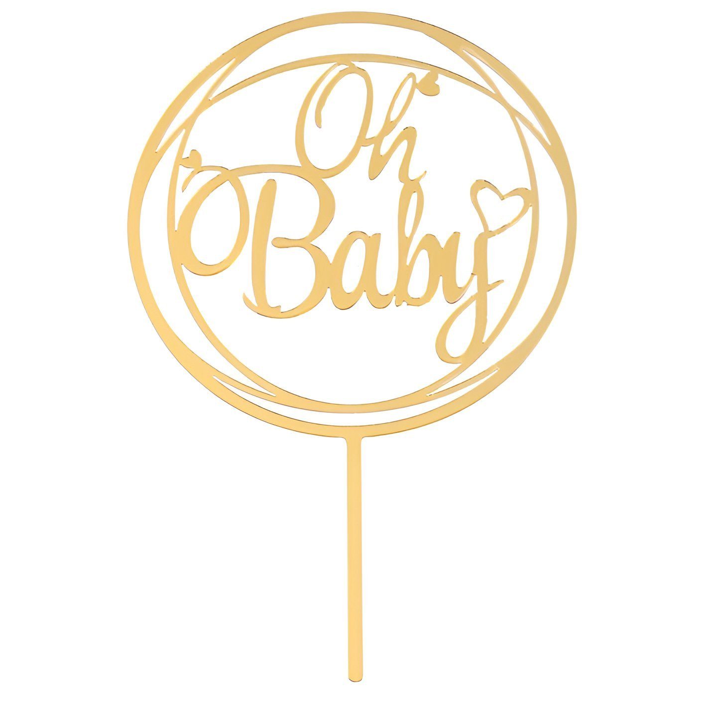 Festivalartikel Tortenstecker Baby Shower Cake Topper Oh Baby Happy Birthday Gold Acryl