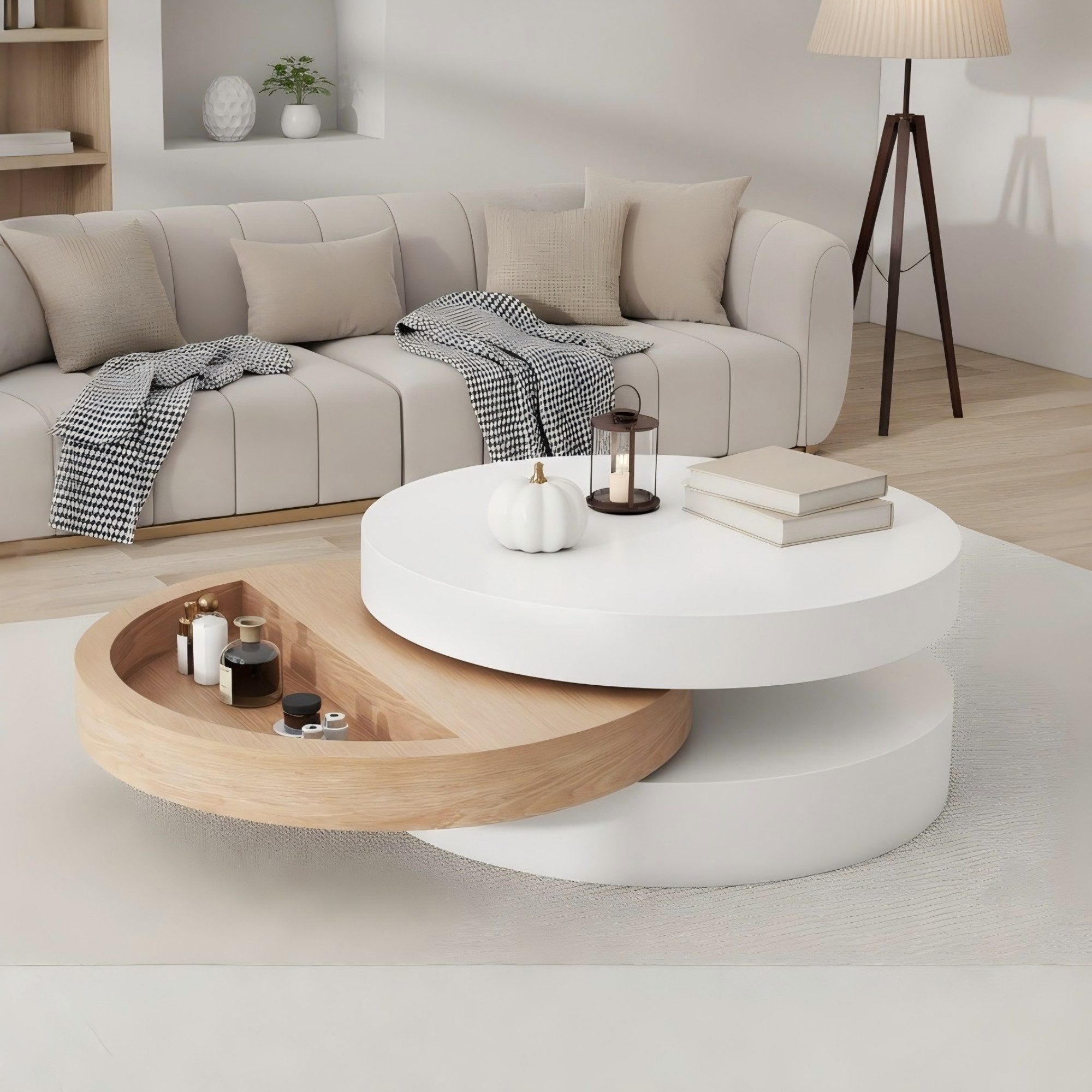 HAUSS SPOLE Couchtisch Zylindrisch-Couchtisch, Tischplatte 360° frei drehba günstig online kaufen