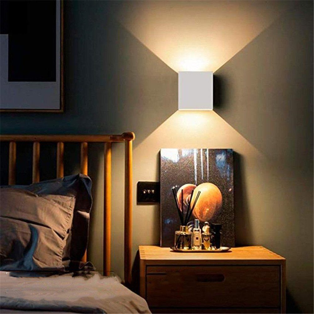 Wohnzimmer fest Flur LED IP65 6W Warmweiß, 2 für Außenwandleuchten, und Lichtstrahl, Stücke Wandleuchte ab LED Auf integriert, /Außen Einstellbarer iscooter Weiß Wandlampe Schlafzimmer Wasserdichte, Innen
