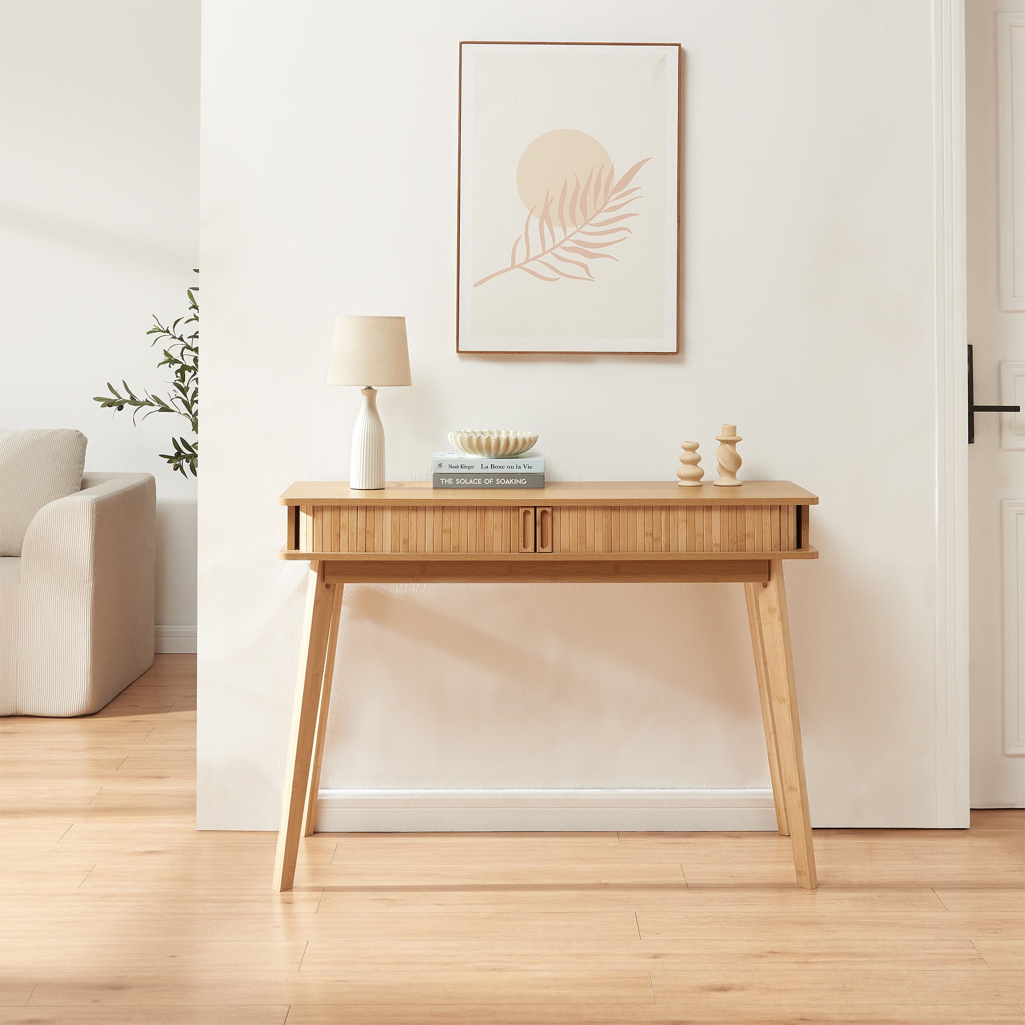 en.casa Konsolentisch, »Tysvær« mit 2 Türen 110 x 40 x 78 cm Bambus