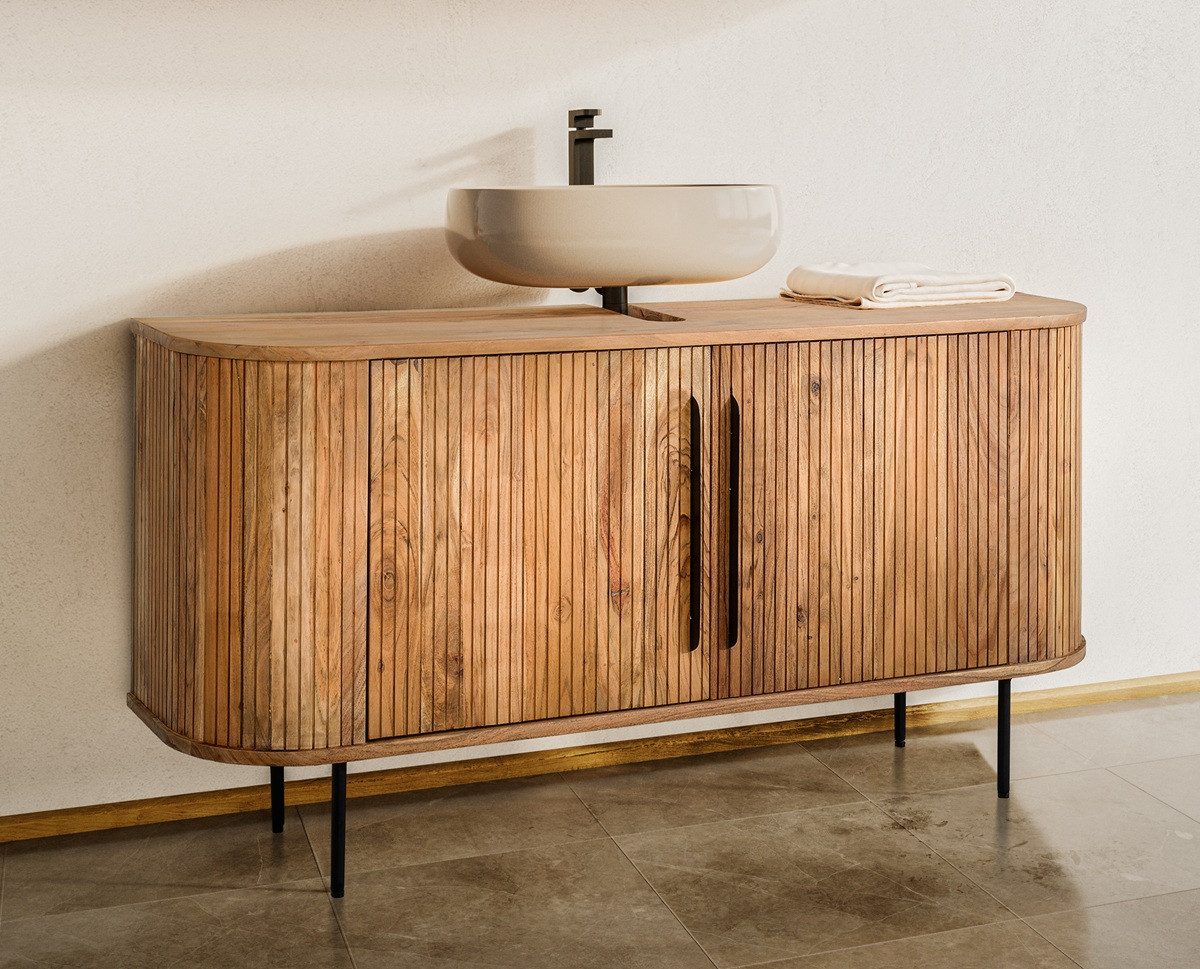 Main Möbel Waschbeckenunterschrank Waschbeckenunterschrank 145x65cm 'Atlantic' Akazie massiv