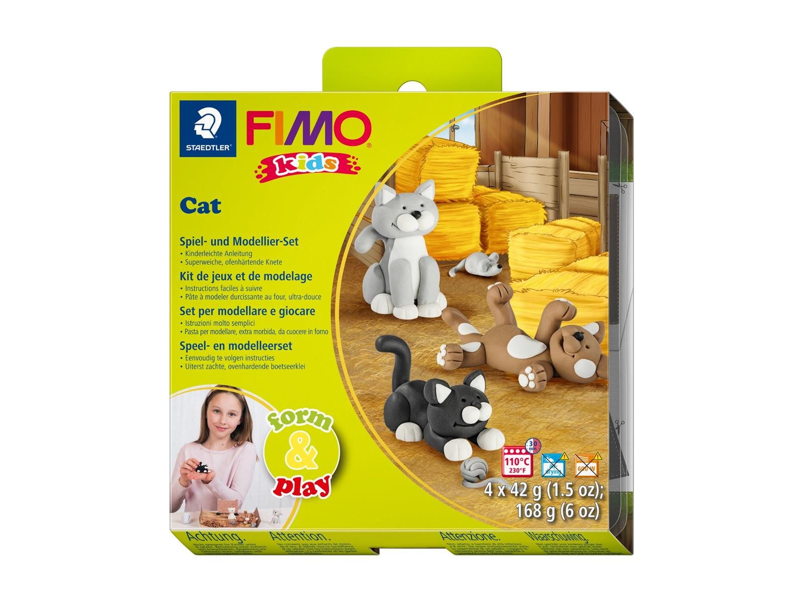 Modelliermasse STAEDTLER FIMO kids 8034 Modelliermasse - Cat - 4 Blöcke je 42 g