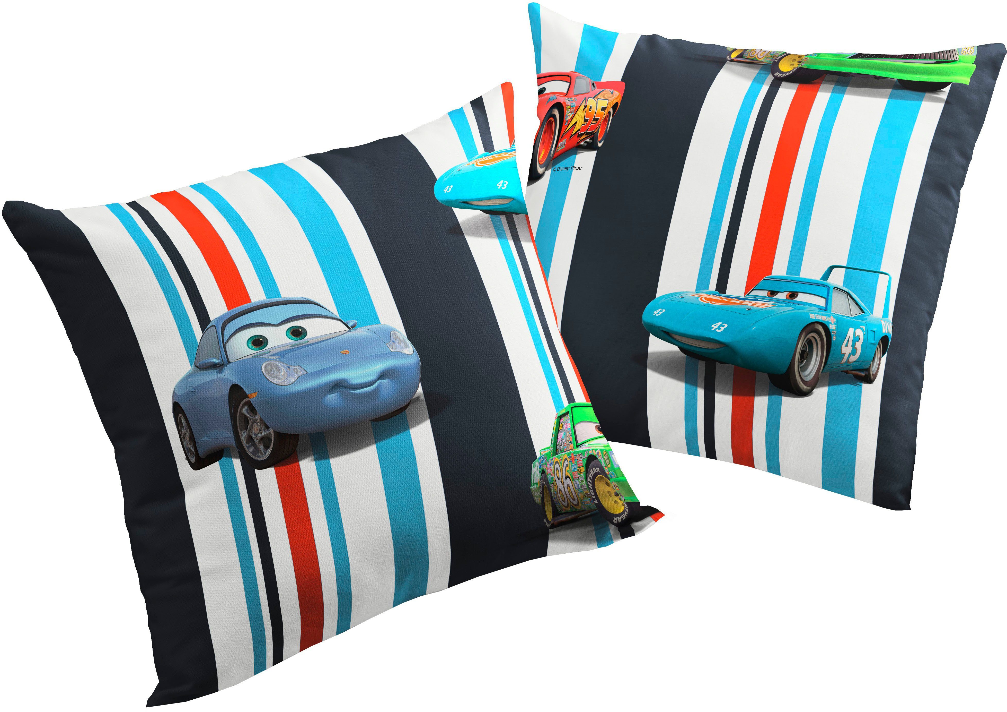 Stripes, Walt ohne 2 Disney, Wirth Füllung, Cars Dekokissen Stück Kissenhülle