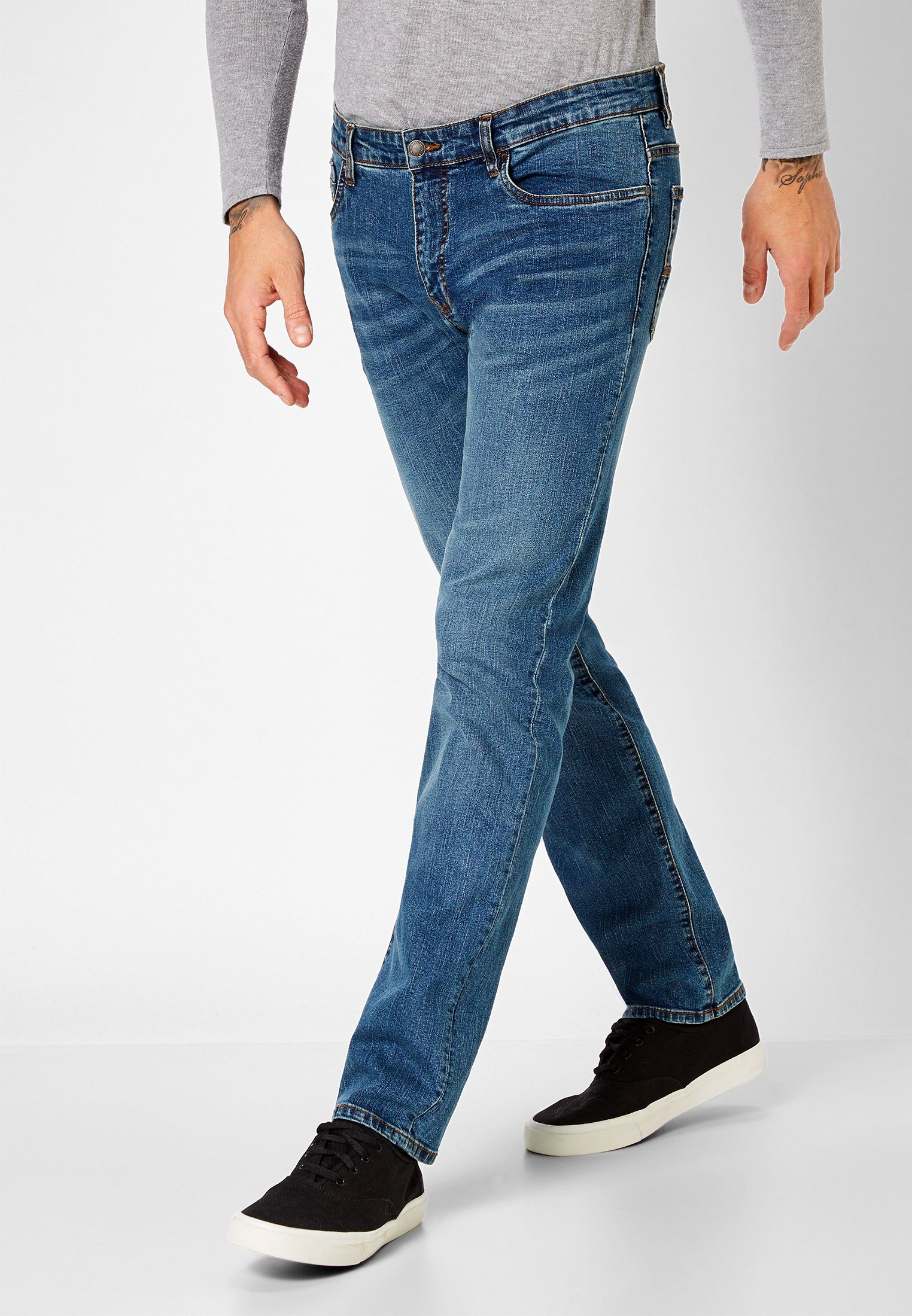 stone mit Modern-Fit Jeans 5-Pocket-Jeans Redpoint used Denim Barrie dark Stretchanteil