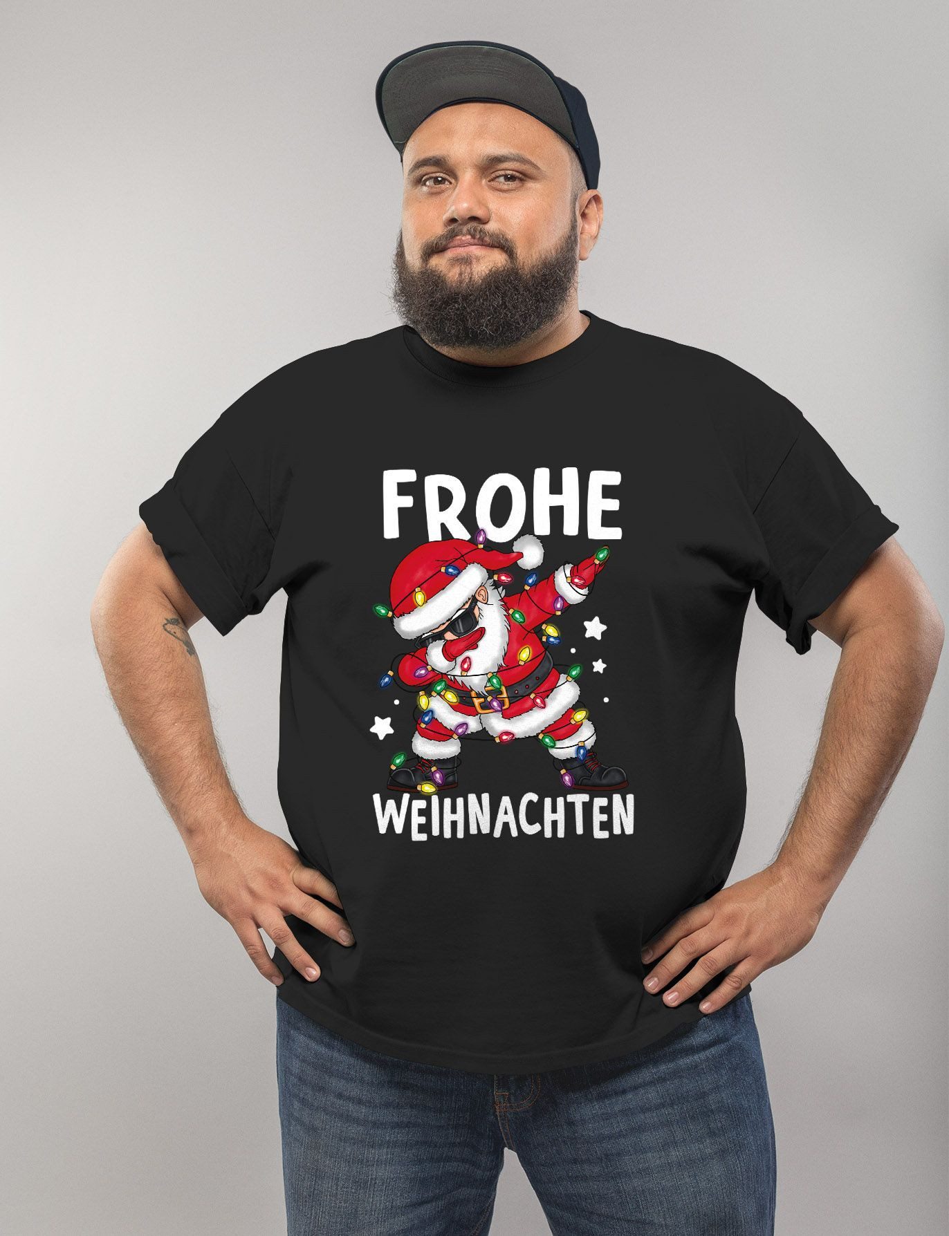 MoonWorks Print-Shirt Herren T-Shirt Frohe Weihnachten Aufdruck Santa Dab W günstig online kaufen