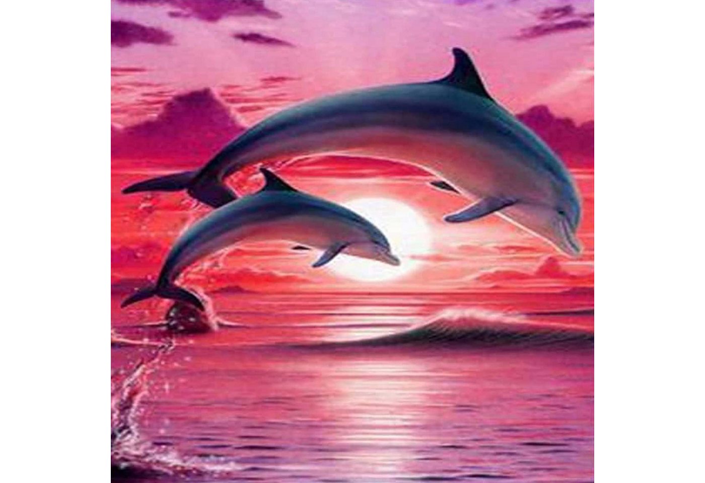 Thumbnail - LA CUTE Malen nach Zahlen 5d Diamond Painting Delfine Sonne Malen nach Zahlen 15x20cm (Komplettset für 5D Diamond Painti...