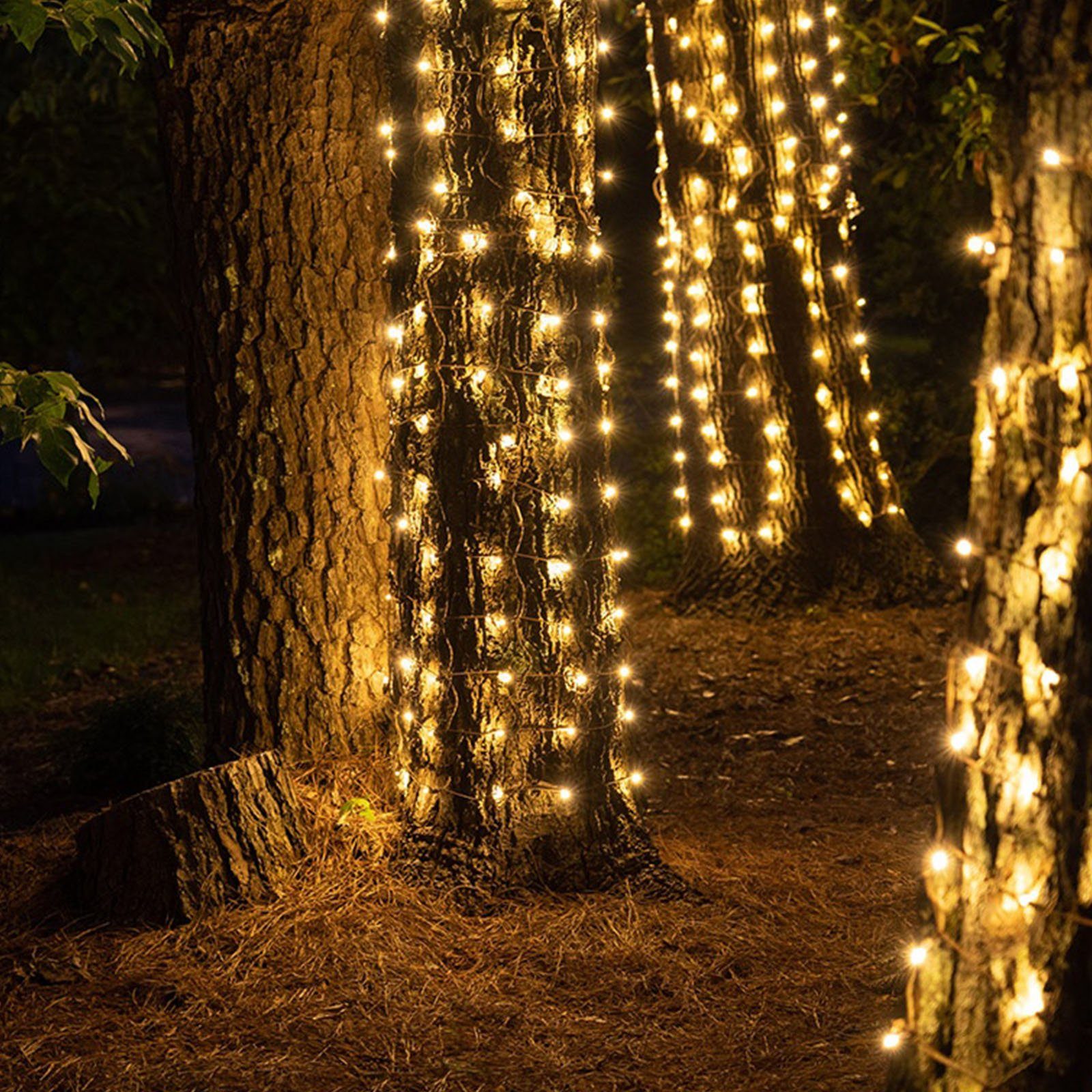 LED 156-flammig 20m LED-Baummantel Lichterkette Party Baum, Garten Außen Innen Warmweiß for Weihnachten Rosnek