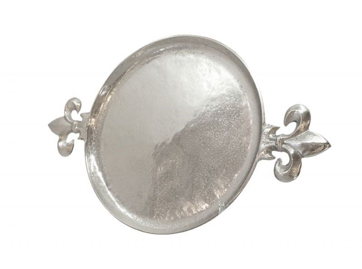 L.C. Wholesaler GmbH Dekoteller Servierplatte Teller silber Fleur di Lys franz. Lilie, royal klassik Deko