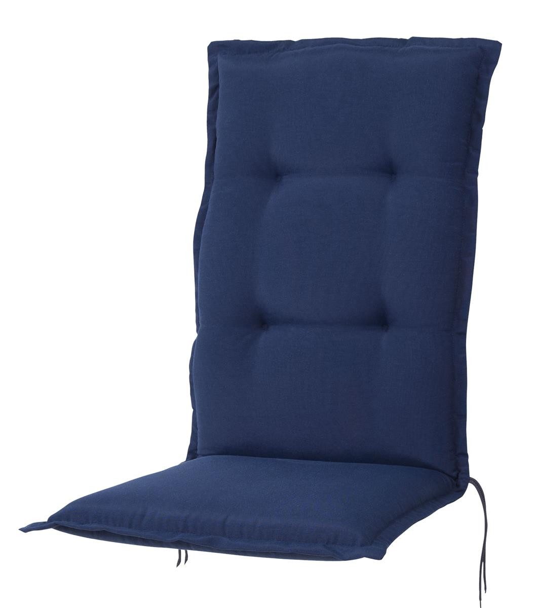 KETTtex Hochlehnerauflage Hochlehner Florence 2148 dunkelblau 120x50x8 cm KETTtex, (1 St), Halteband verstellbar mit Bindebändern